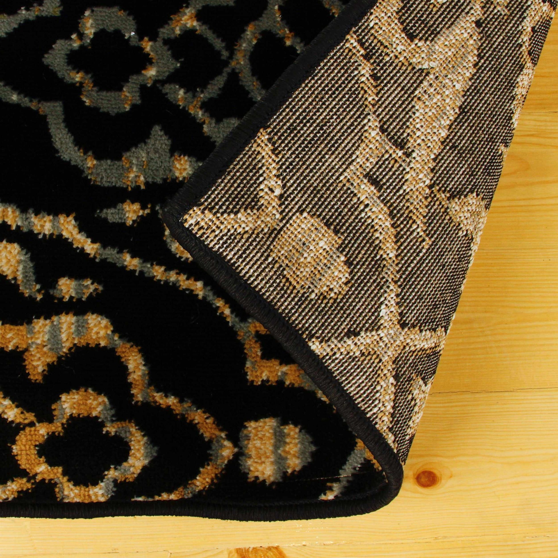 Superior Corbin Contemporary Damask Area Rug - Black