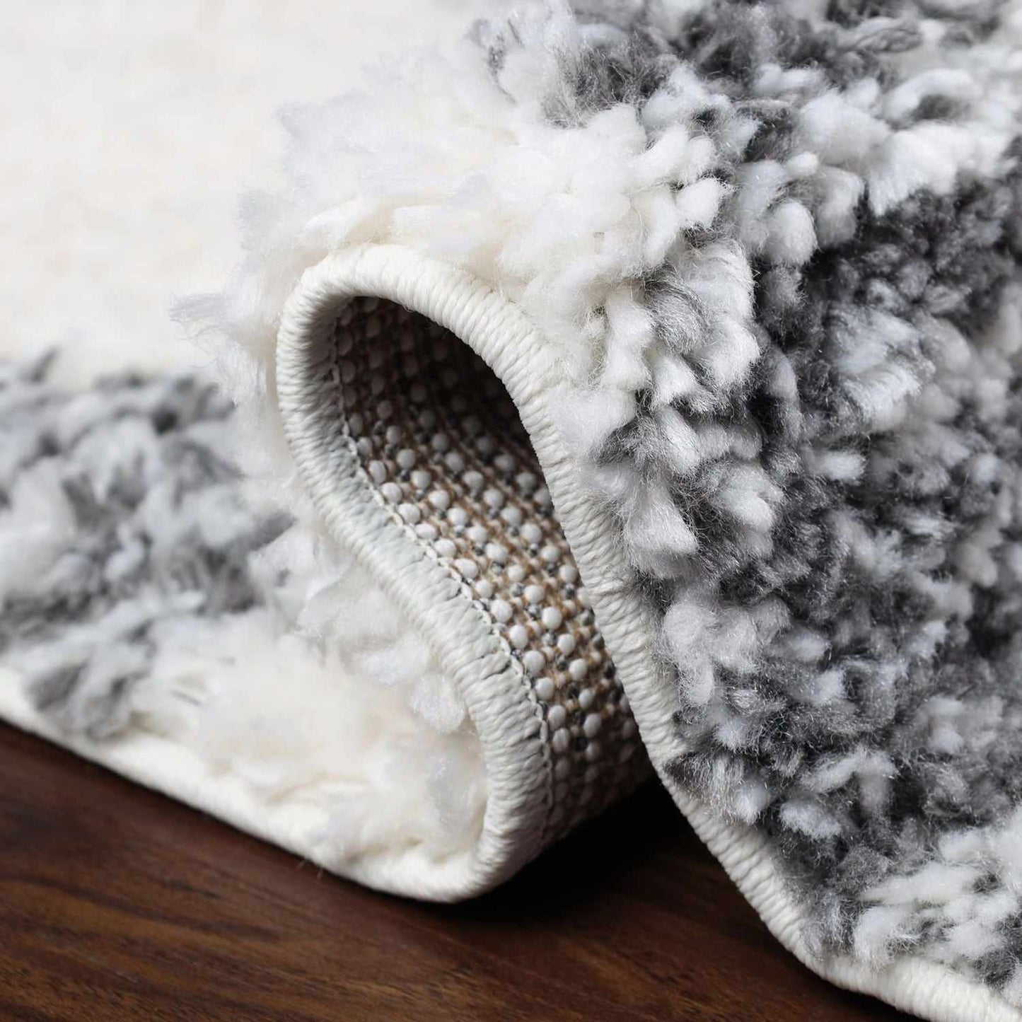 Superior Bohemian Geometric Indoor Plush Shag Area Rug with Tassels - Black-Cream