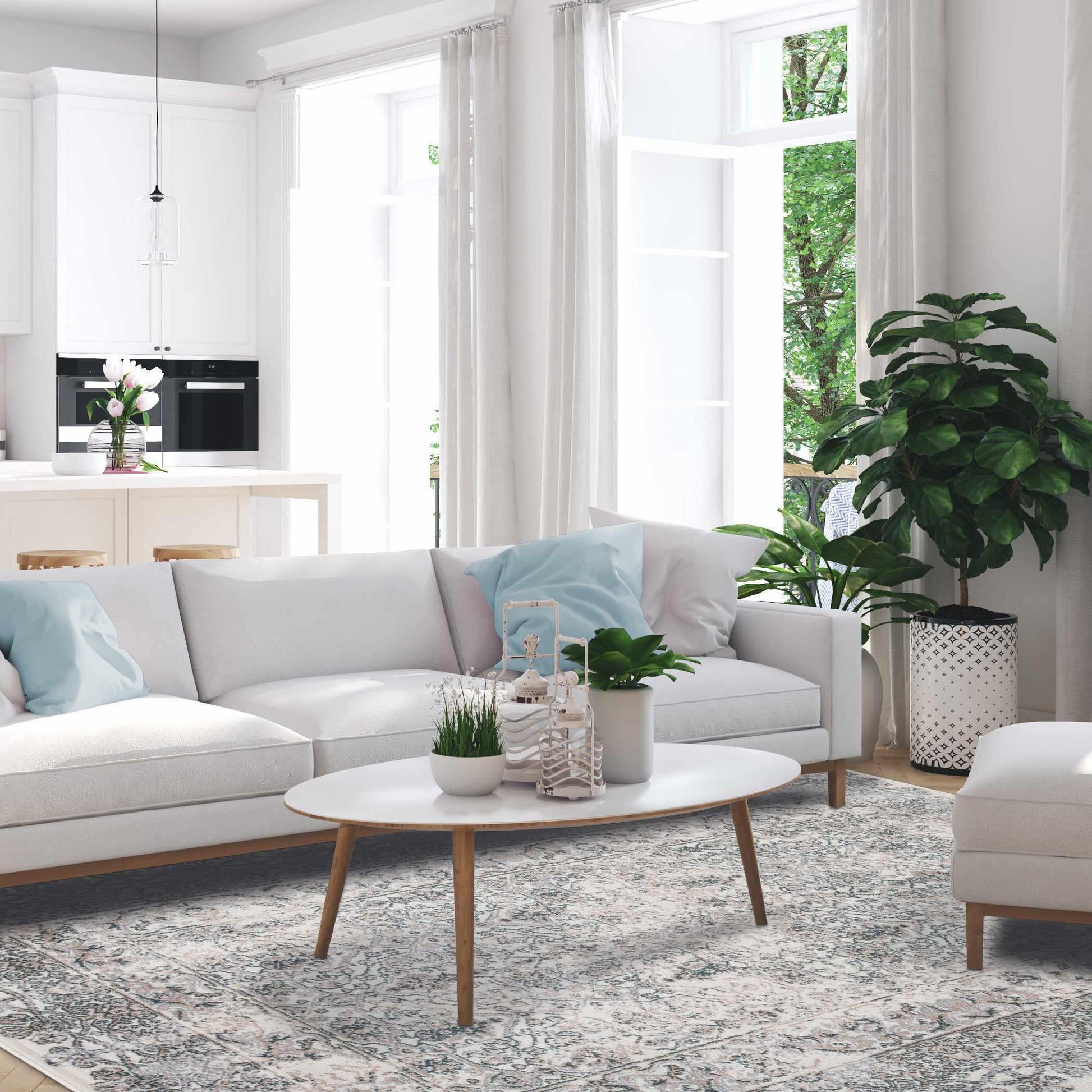 Superior Myel Distressed French Inspired Area Rug - Mulberry