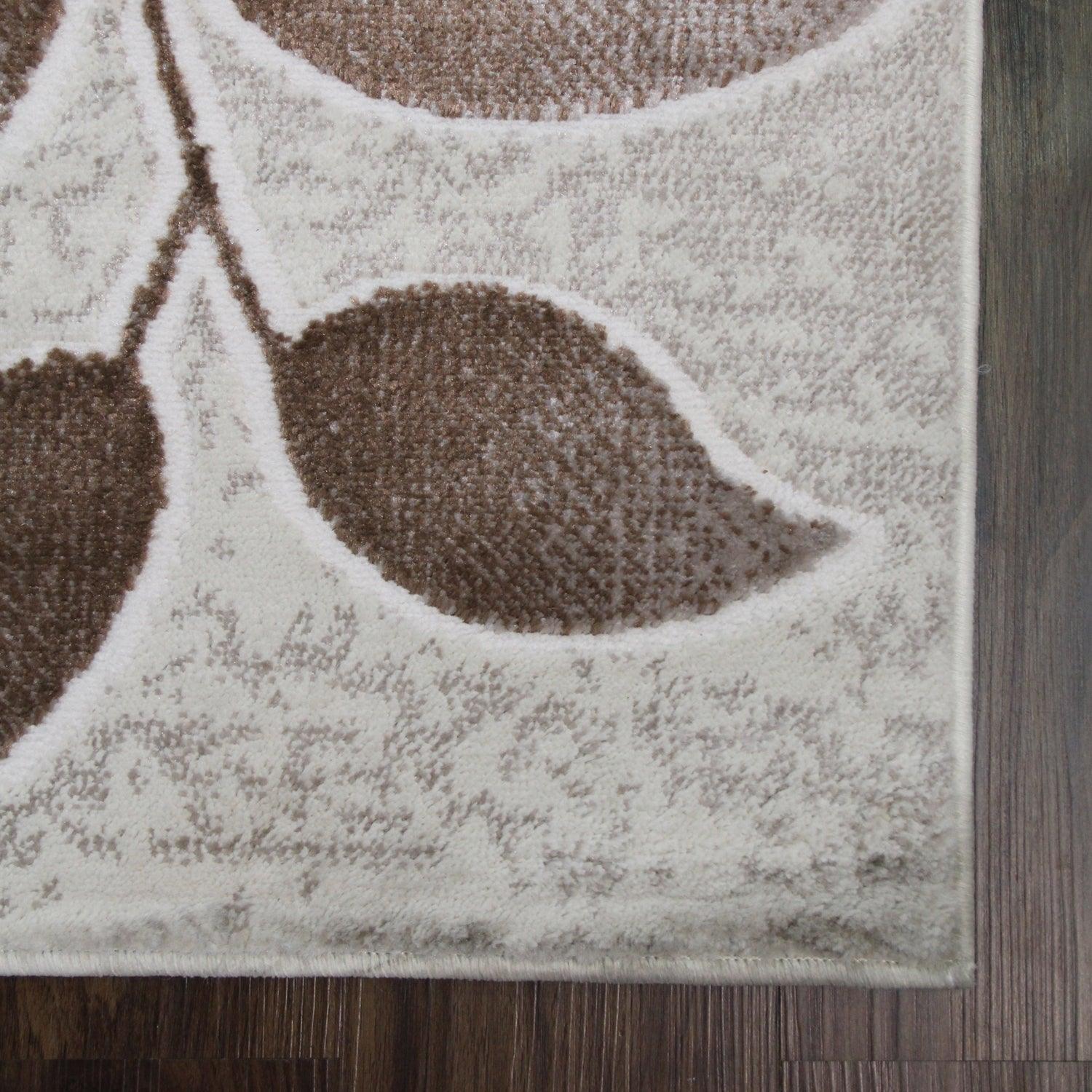 Palesa Scrolling Botanical Vines floral motif Indoor Area Rug - Hazelnut