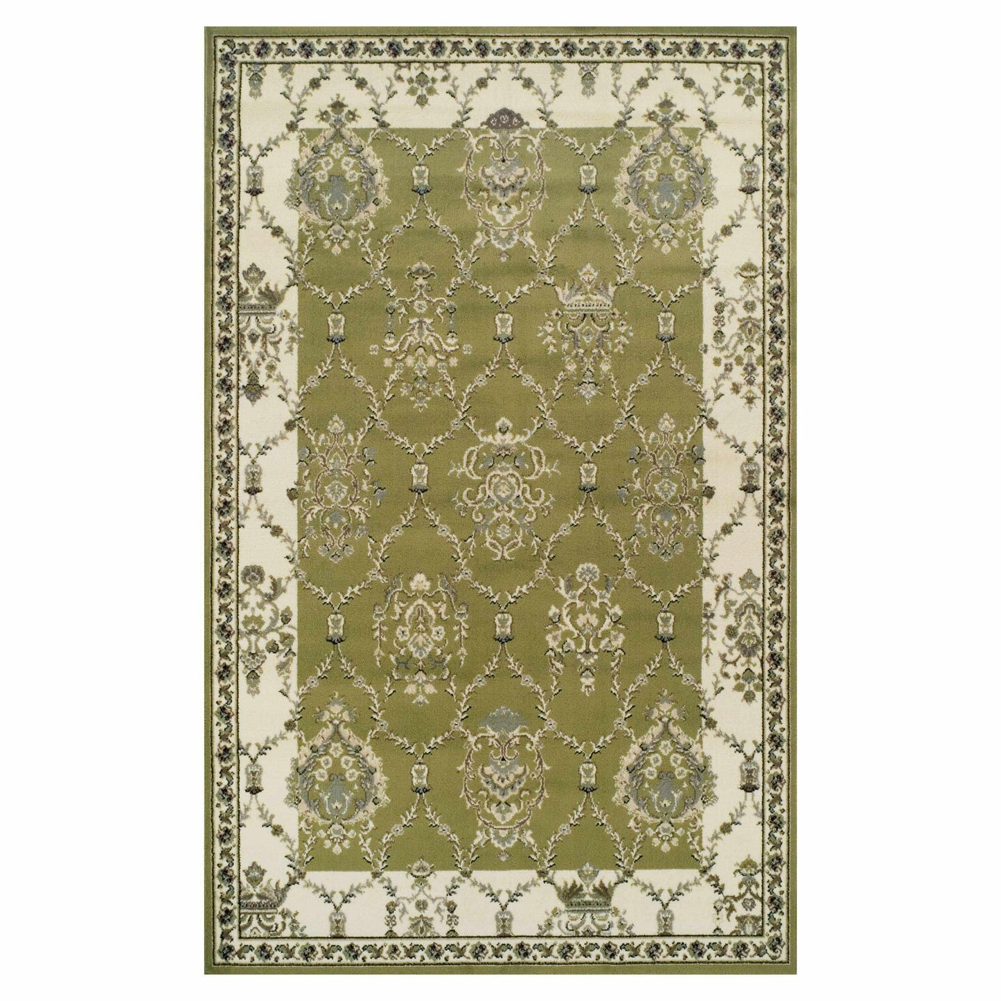 Stratton Victorian Floral Damask Lattice Area Rug
