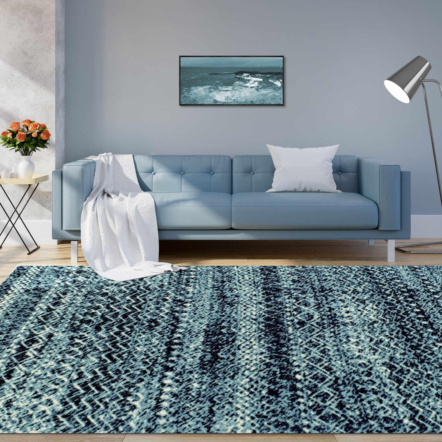 Superior Sunderland Modern Abstract Geometric Indoor Area Rug - Blue-Black