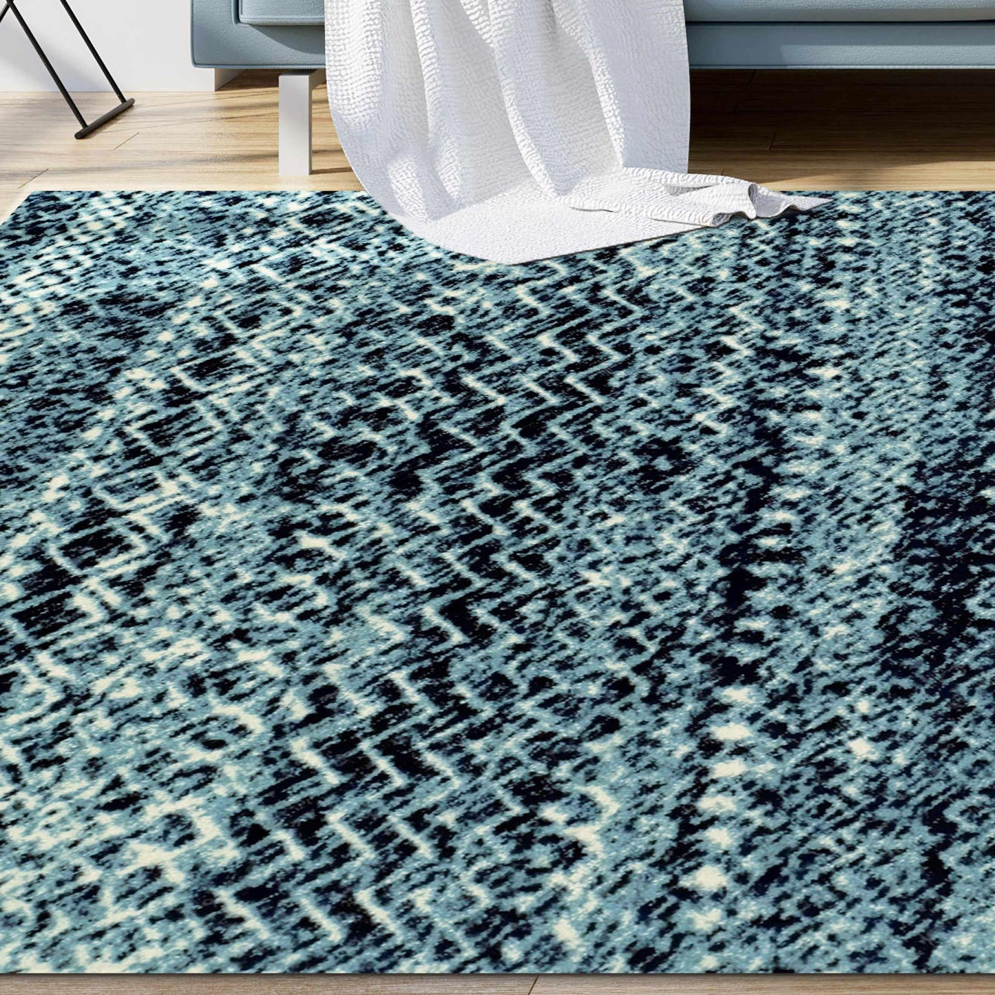 Superior Sunderland Modern Abstract Geometric Indoor Area Rug -Black-Blue