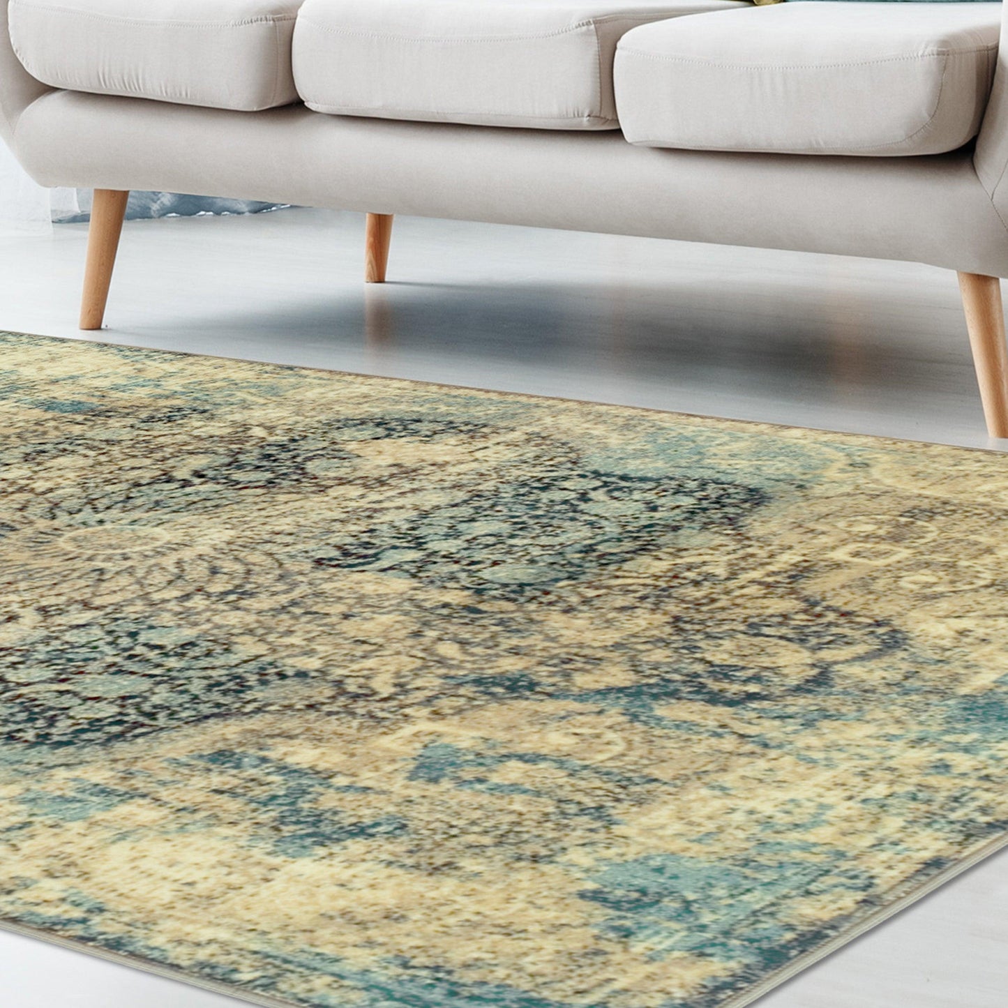 Superior Zelda Vintage Oriental Distressed Medallion Indoor Area Rug or Runner - Black