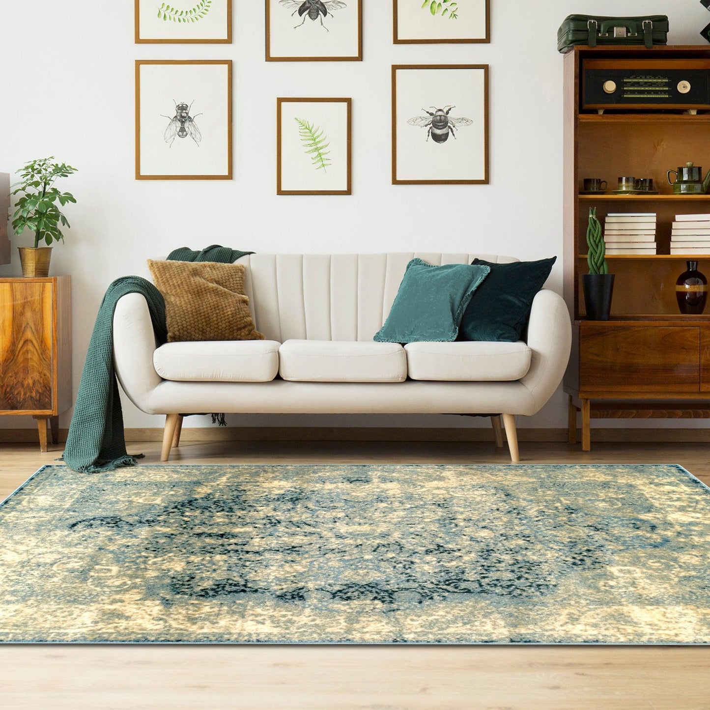 Superior Zelda Vintage Oriental Distressed Medallion Indoor Area Rug or Runner - Blue