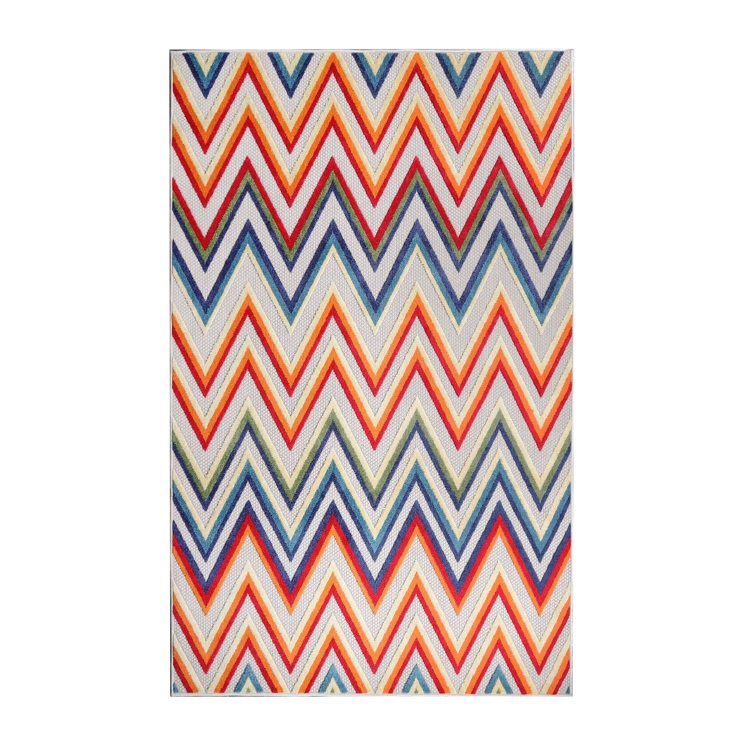 Superior Acacia Geometric Zigzag Modern Indoor/Outdoor Area Rug or Runner Rug - Cream