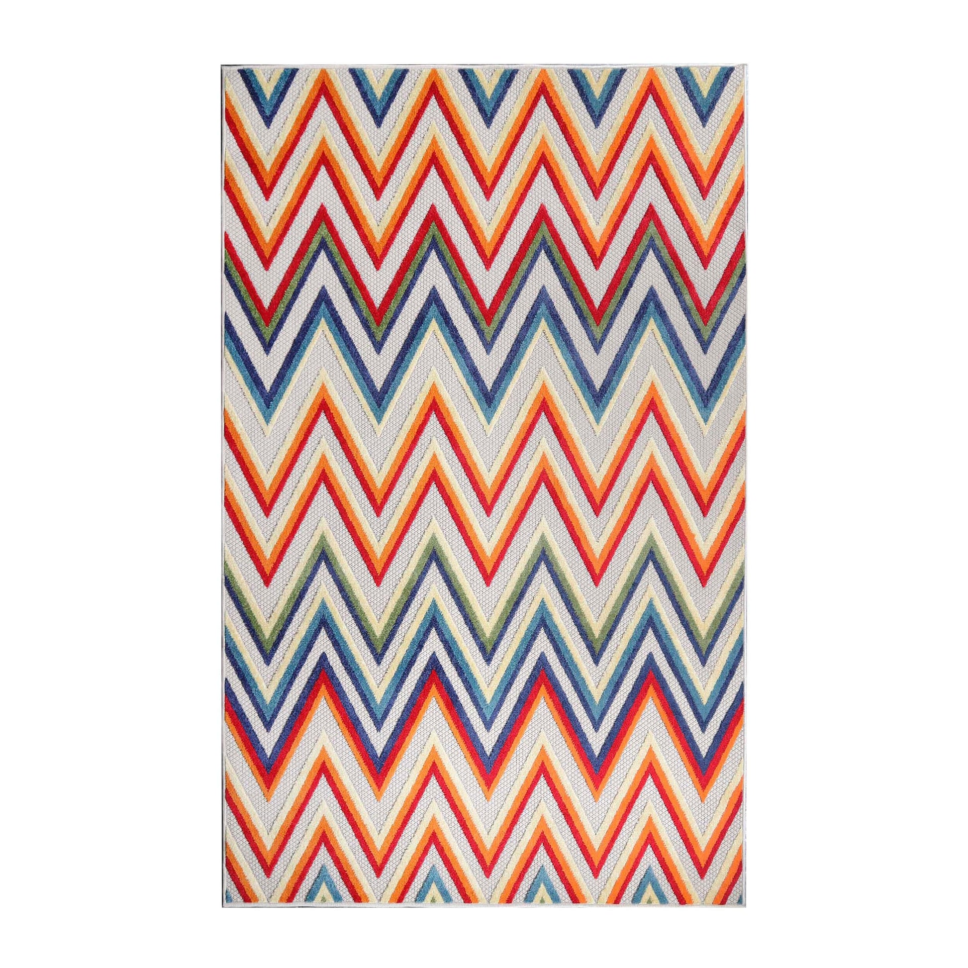 Superior Acacia Geometric Zigzag Modern Indoor/Outdoor Area Rug or Runner Rug - Cream