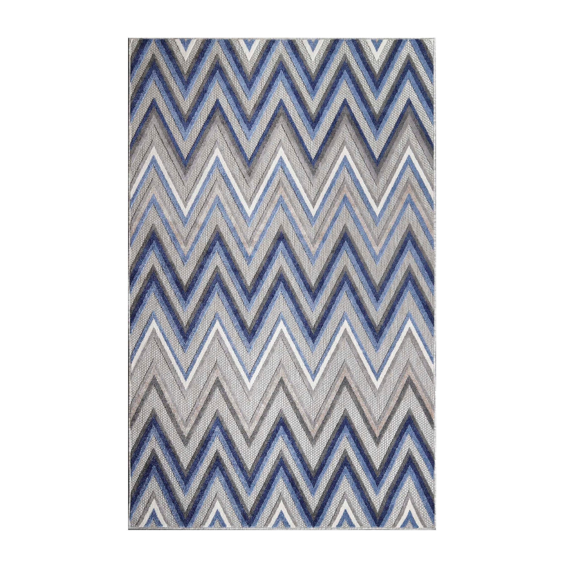 Superior Acacia Geometric Zigzag Modern Indoor/Outdoor Area Rug or Runner Rug - Grey