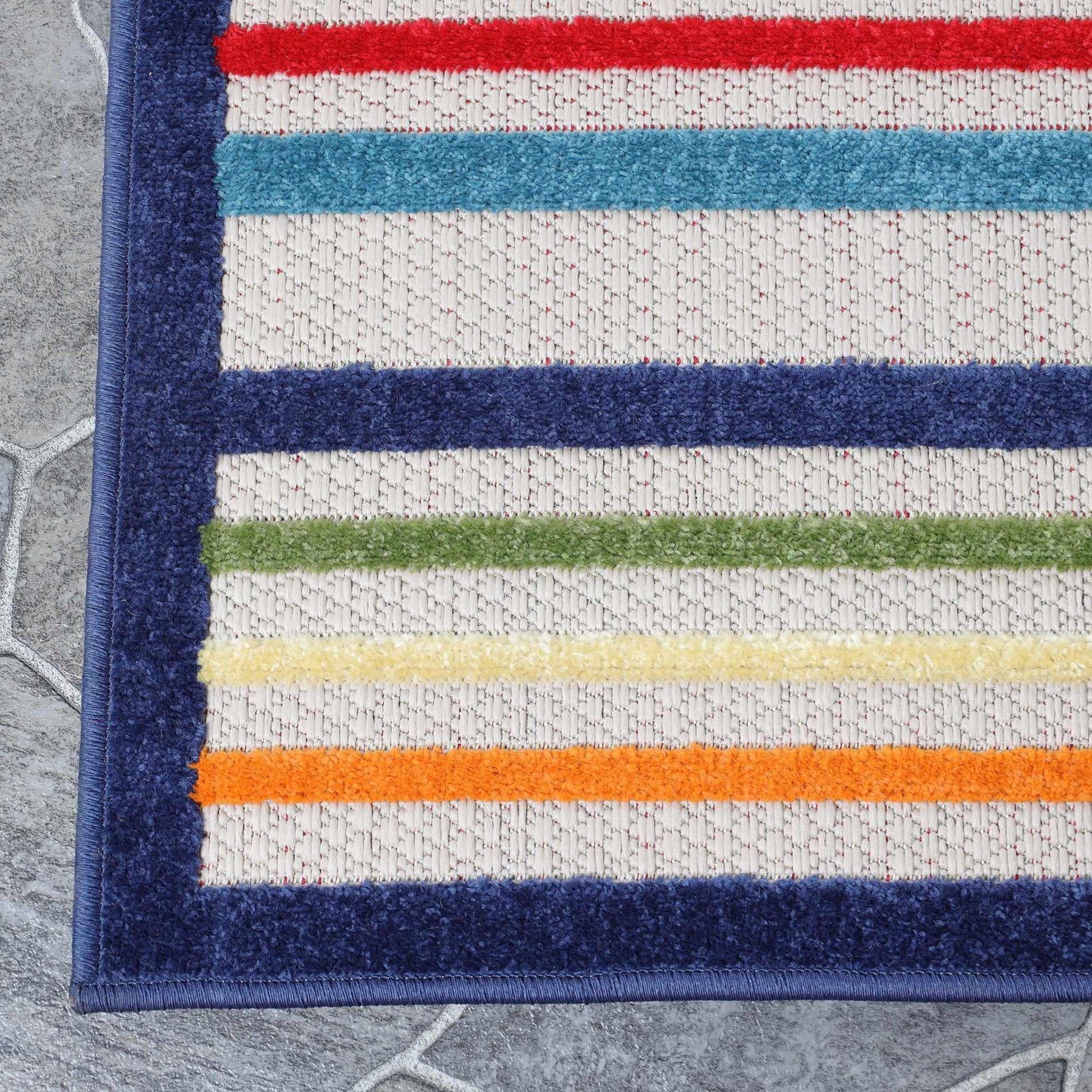Superior Eastyn Casual Stripe Geometric Indoor/Outdoor Area Rug - Cream