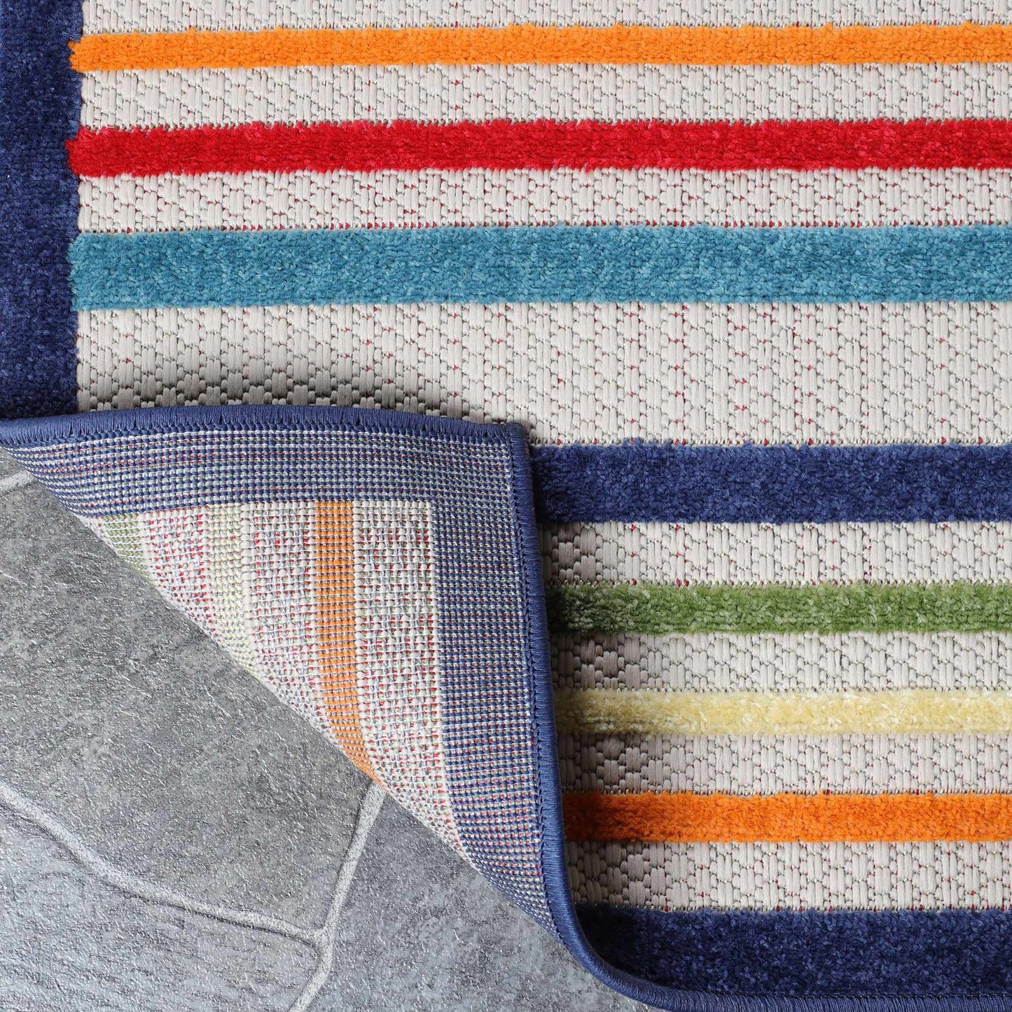 Superior Eastyn Casual Stripe Geometric Indoor/Outdoor Area Rug - Cream