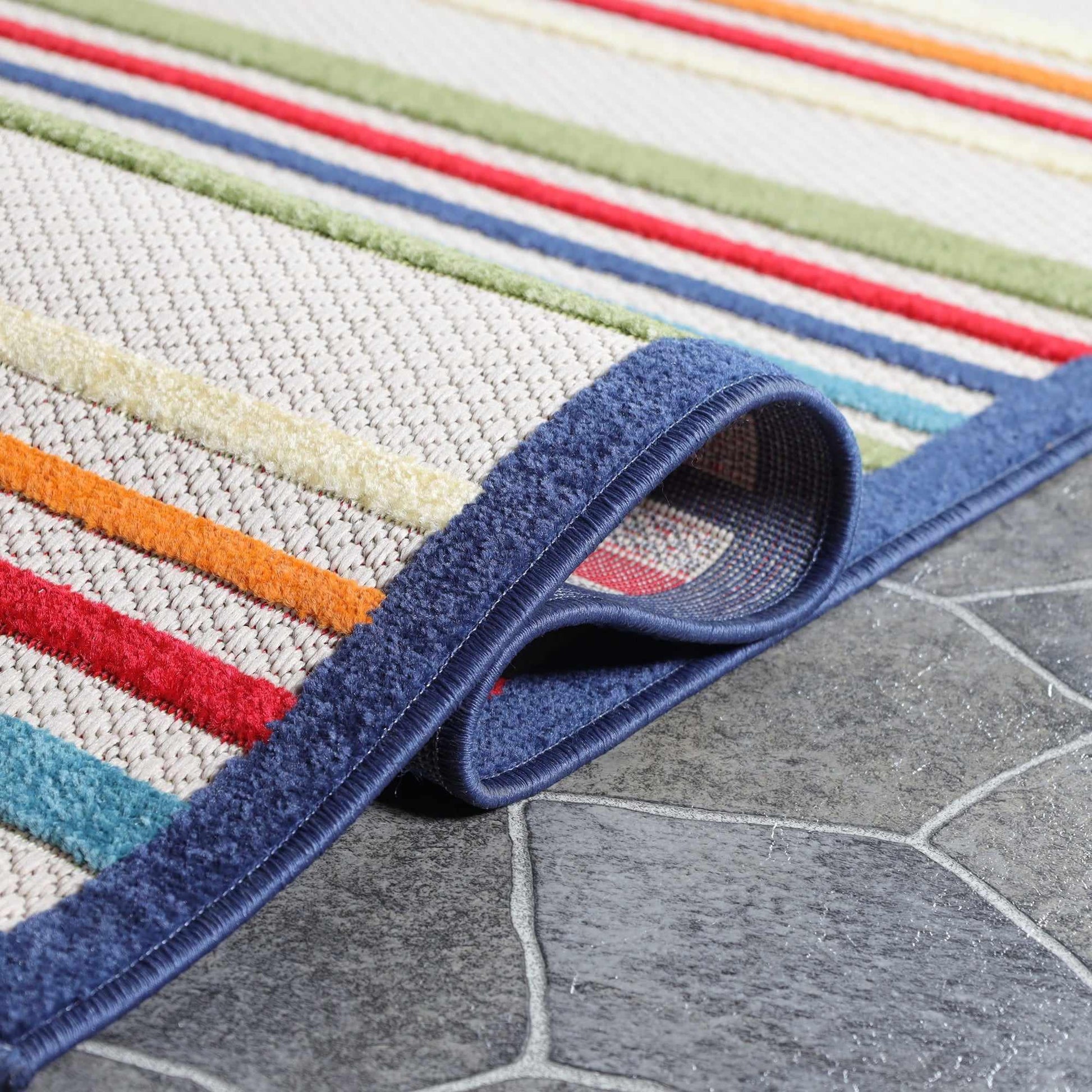Superior Eastyn Casual Stripe Geometric Indoor/Outdoor Area Rug - Cream