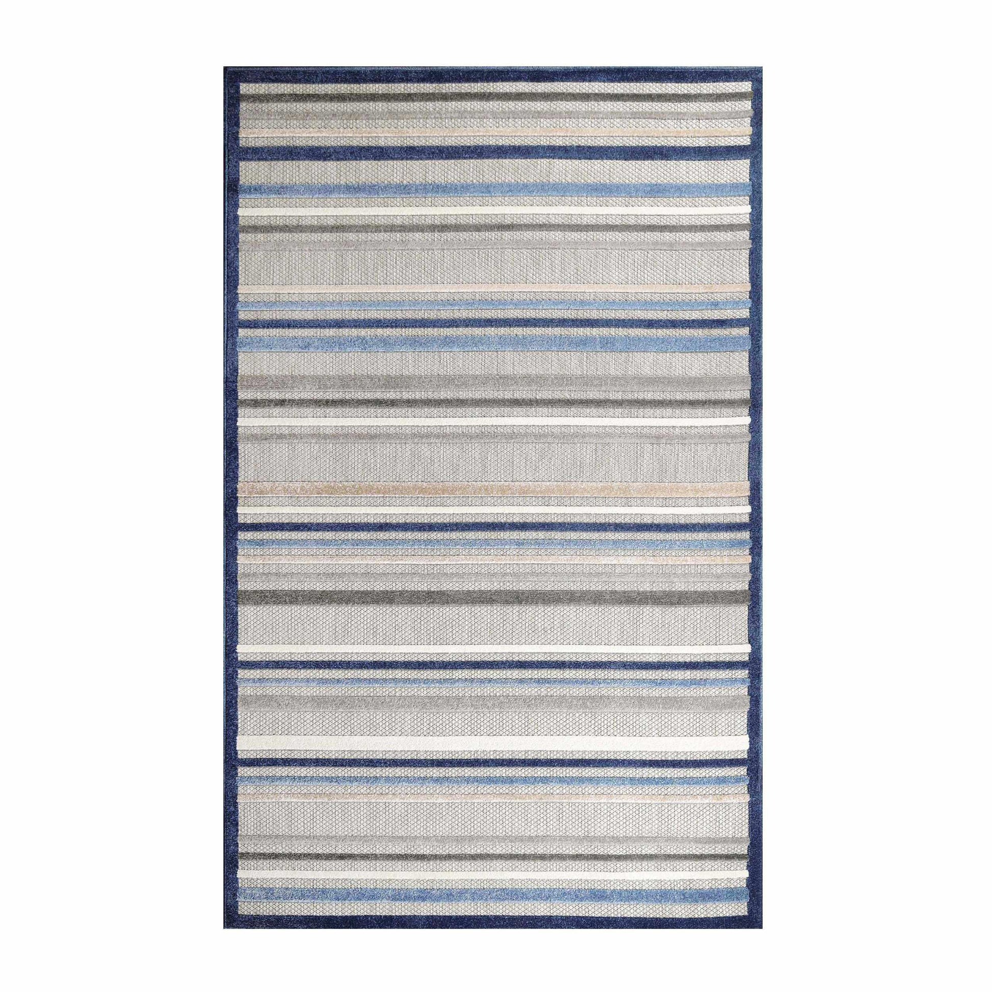 Superior Eastyn Casual Stripe Geometric Indoor/Outdoor Area Rug - Slate