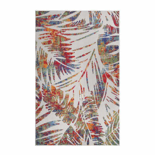 Superior Siesta Botanical Leaves Modern Indoor Outdoor Area Rug or Runner Rug - Cream