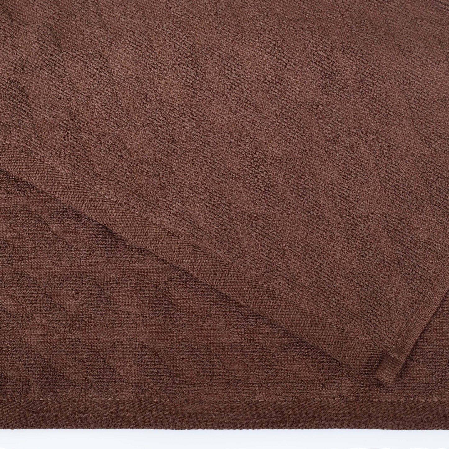 Premium Turkish Cotton Jacquard Herringbone and Solid 12-Piece Face Towel/ Washcloth Set - Chocolate