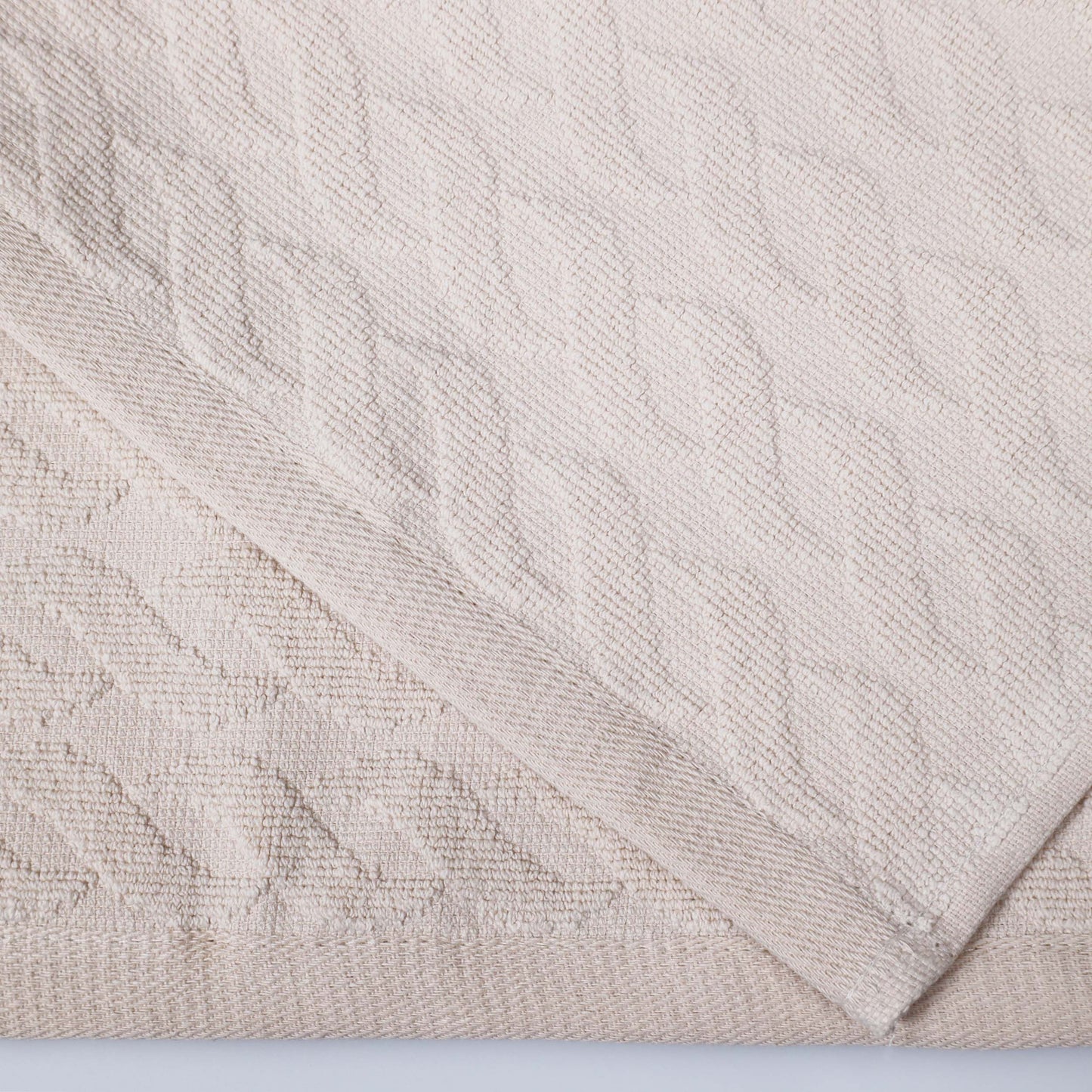 Premium Turkish Cotton Jacquard Herringbone and Solid 12-Piece Face Towel/ Washcloth Set - Ivory