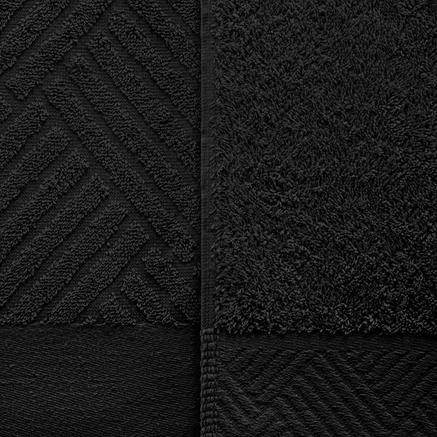Egyptian Cotton Medium Weight Basket Weave 6 Piece Bath Towel Set - Black