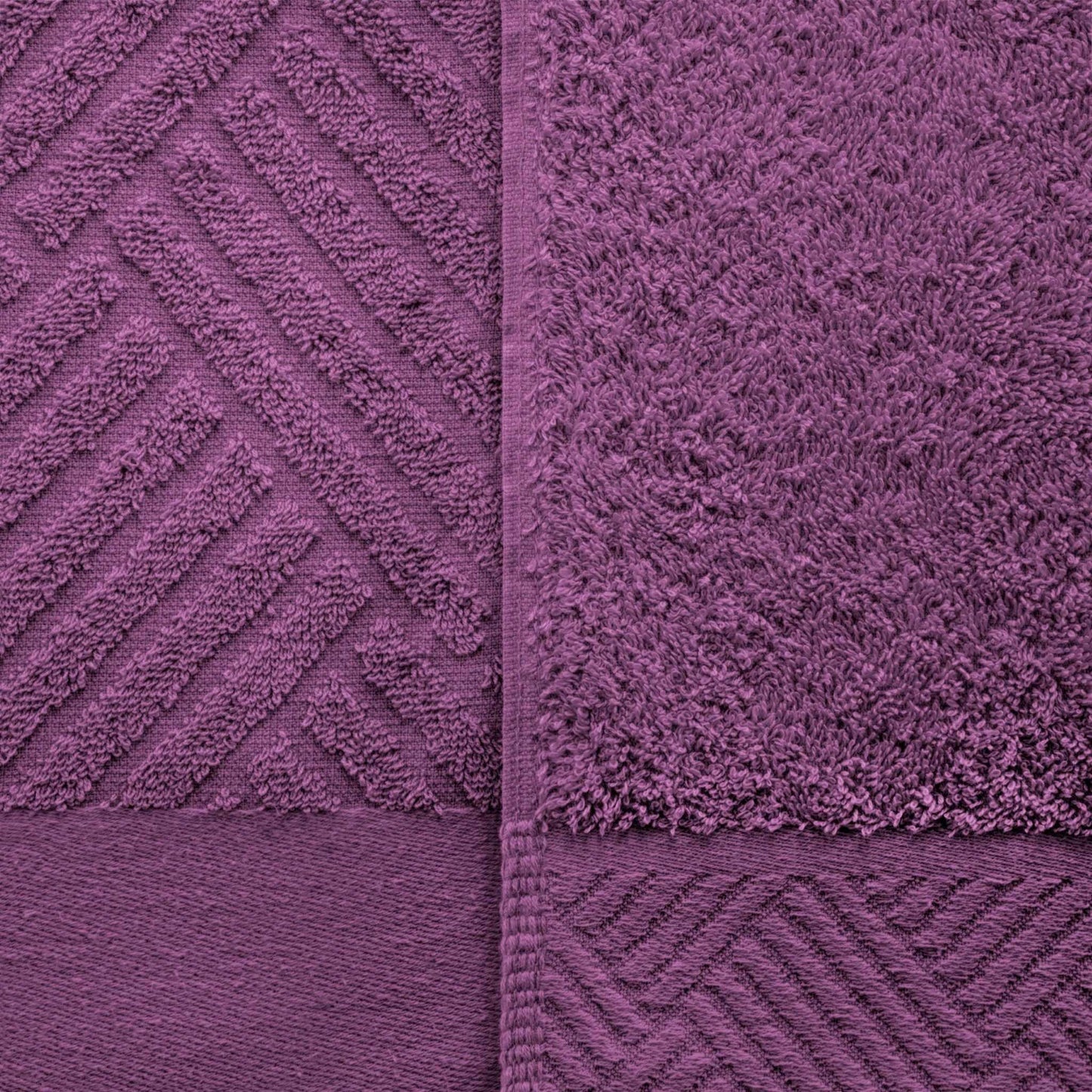 Egyptian Cotton Medium Weight Basket Weave 6 Piece Bath Towel Set - Majestic Purple