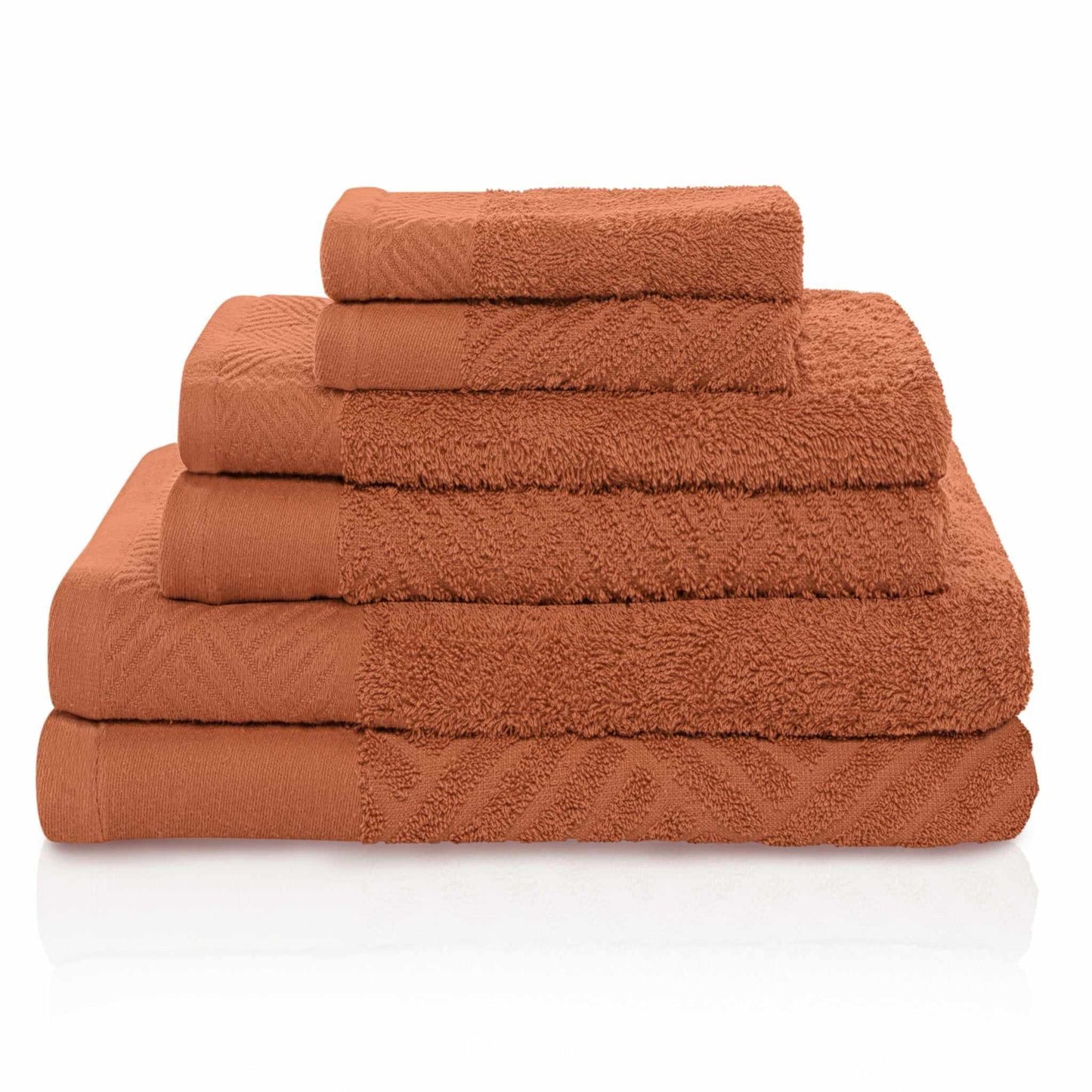 Egyptian Cotton Medium Weight Basket Weave 6 Piece Bath Towel Set - Pecan