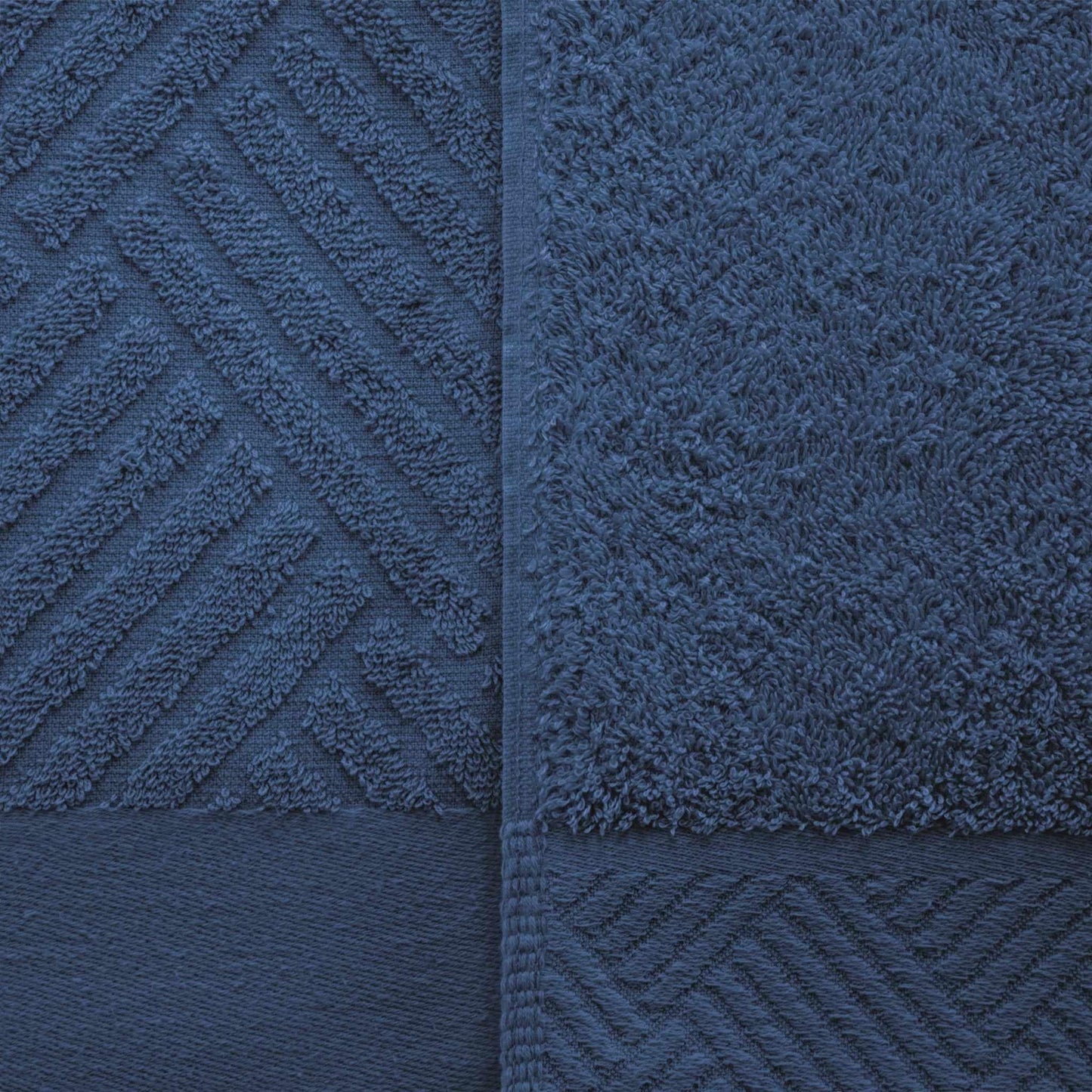Egyptian Cotton Medium Weight Basket Weave 6 Piece Bath Towel Set - Royal Blue