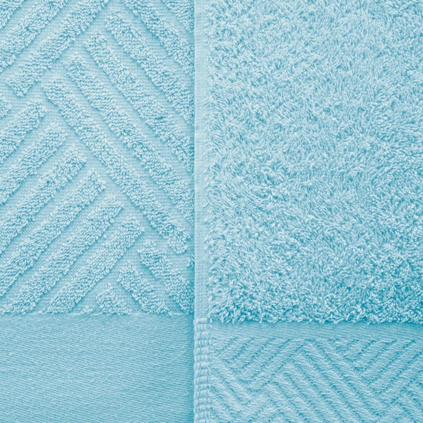 Egyptian Cotton Medium Weight Basket Weave 6 Piece Bath Towel Set - Sky Blue