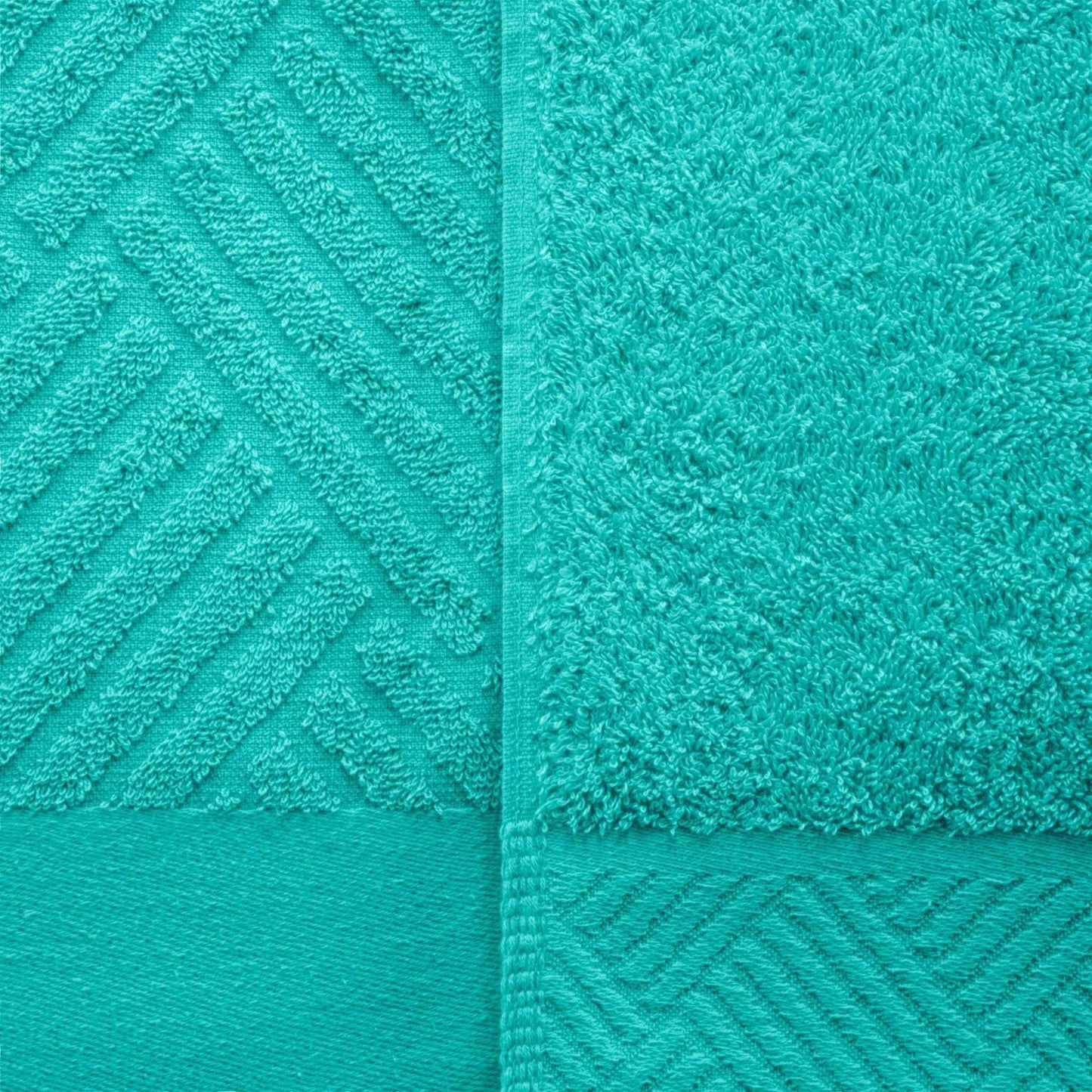 Egyptian Cotton Medium Weight Basket Weave 6 Piece Bath Towel Set - Turquoise