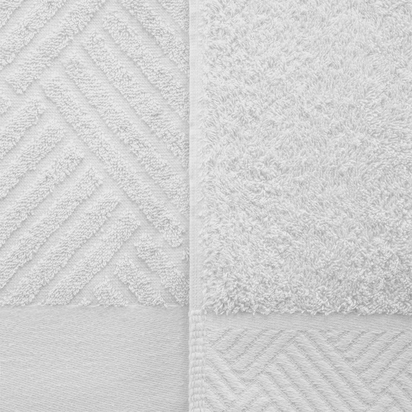 Egyptian Cotton Medium Weight Basket Weave 6 Piece Bath Towel Set - White
