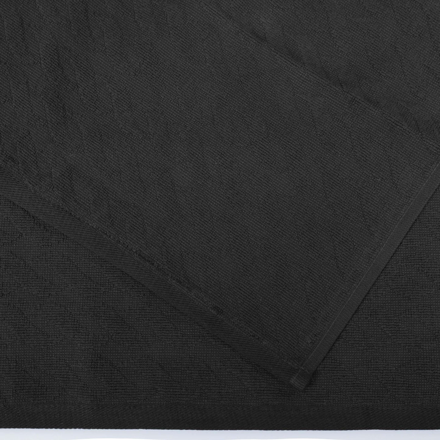 Premium Turkish Cotton Jacquard Herringbone and Solid 8-Piece Towel Set - Black