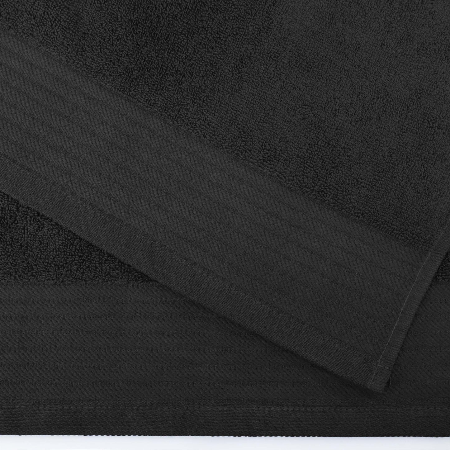 Premium Turkish Cotton Herringbone Solid Assorted 6-Piece Towel Set - Black