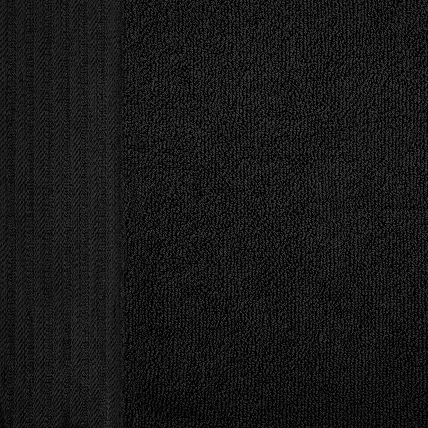 Premium Turkish Cotton Herringbone Solid Assorted 6-Piece Towel Set - Black