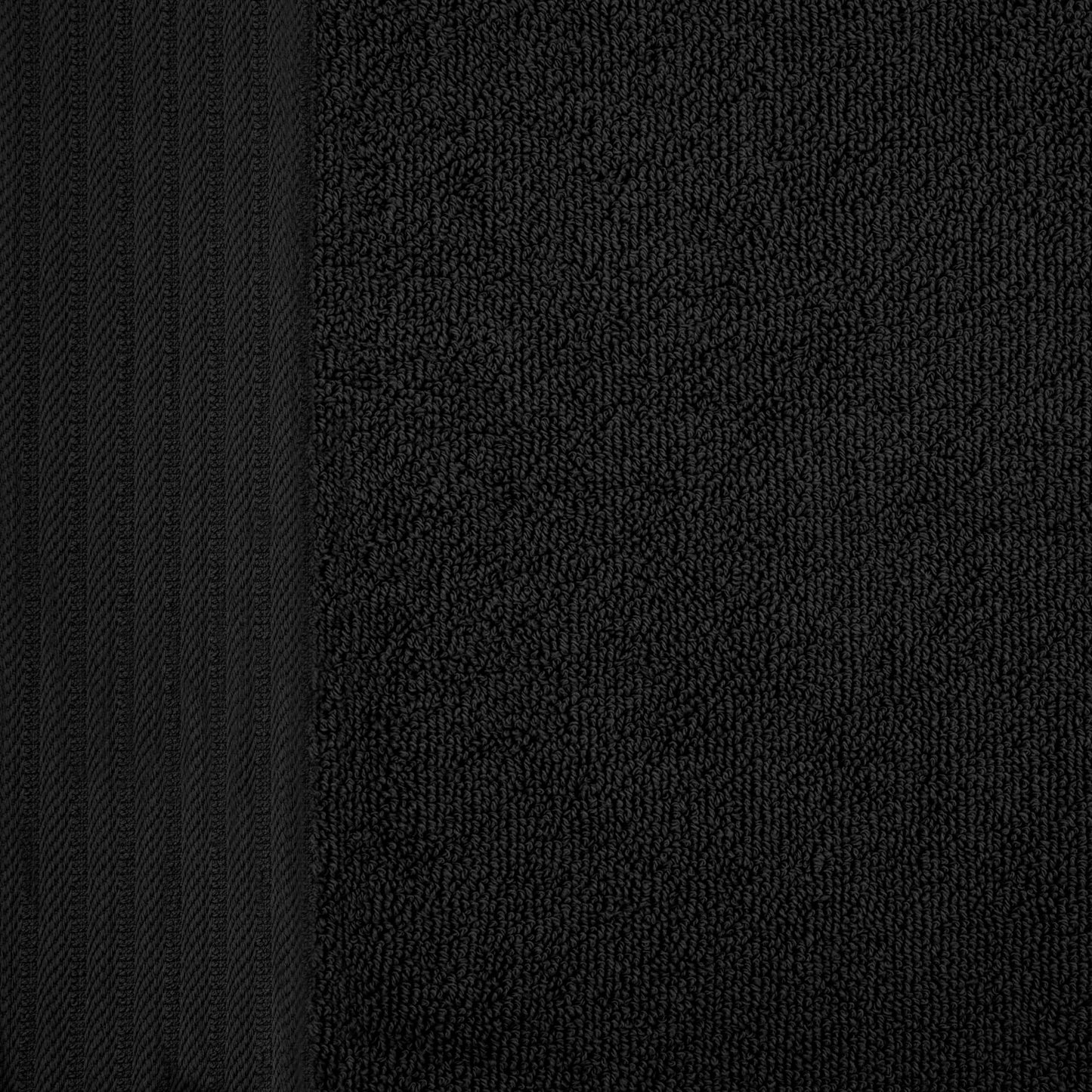 Premium Turkish Cotton Jacquard Herringbone and Solid 8-Piece Towel Set - Black