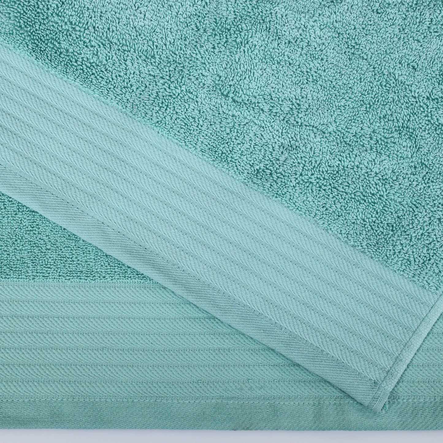 Premium Turkish Cotton Jacquard Herringbone and Solid 8-Piece Towel Set - Cascade