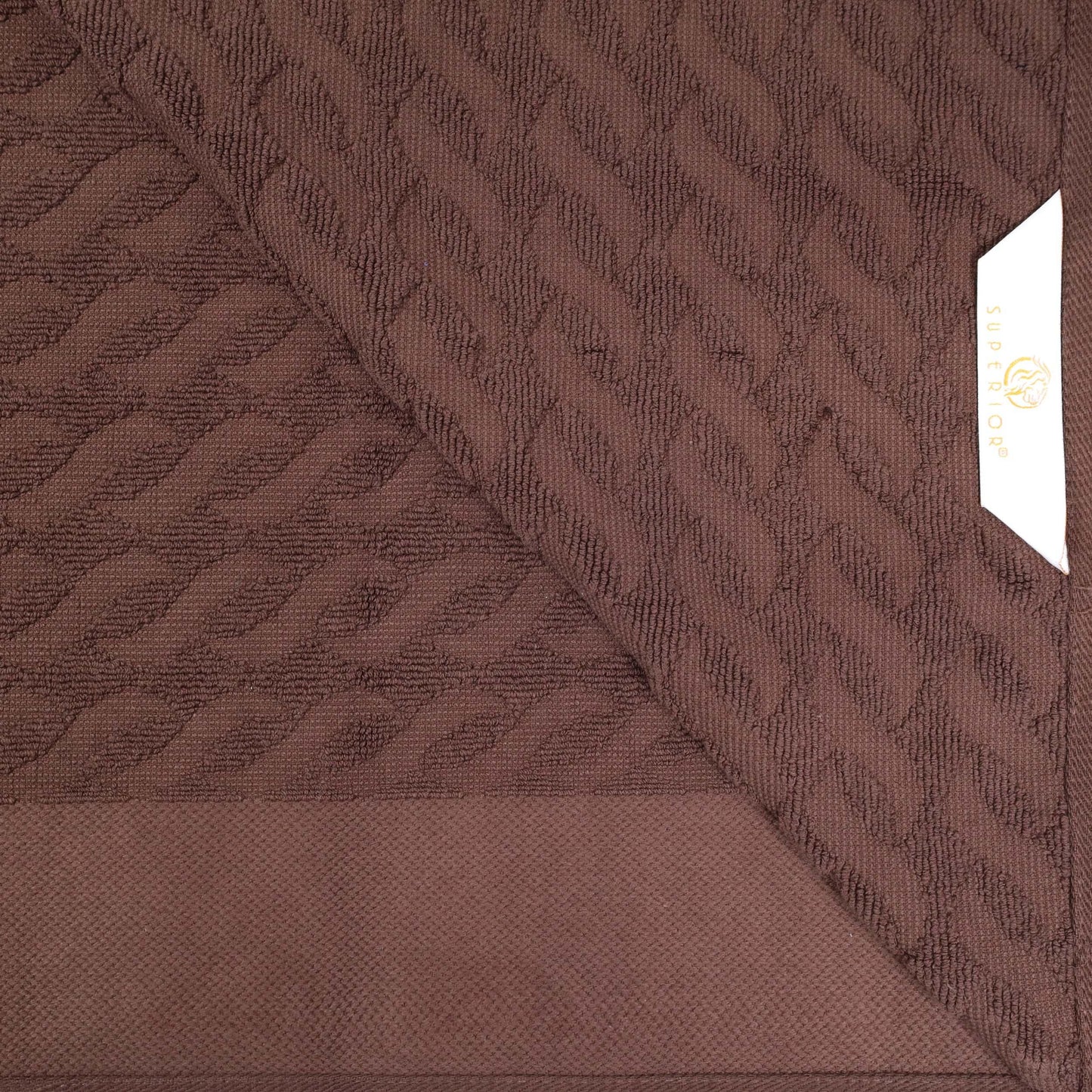 Premium Turkish Cotton Jacquard Herringbone and Solid 8-Piece Towel Set - Chocolate