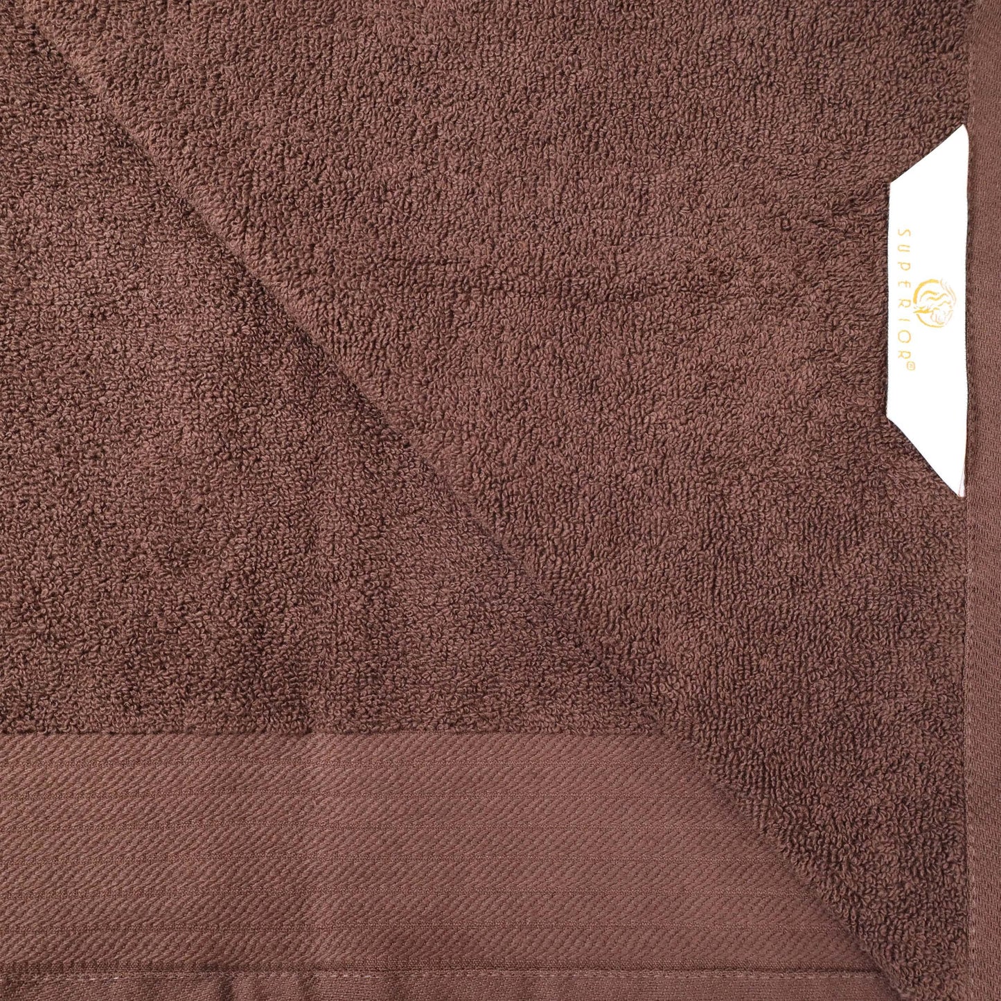 Premium Turkish Cotton Jacquard Herringbone and Solid 8-Piece Towel Set - Chocolate