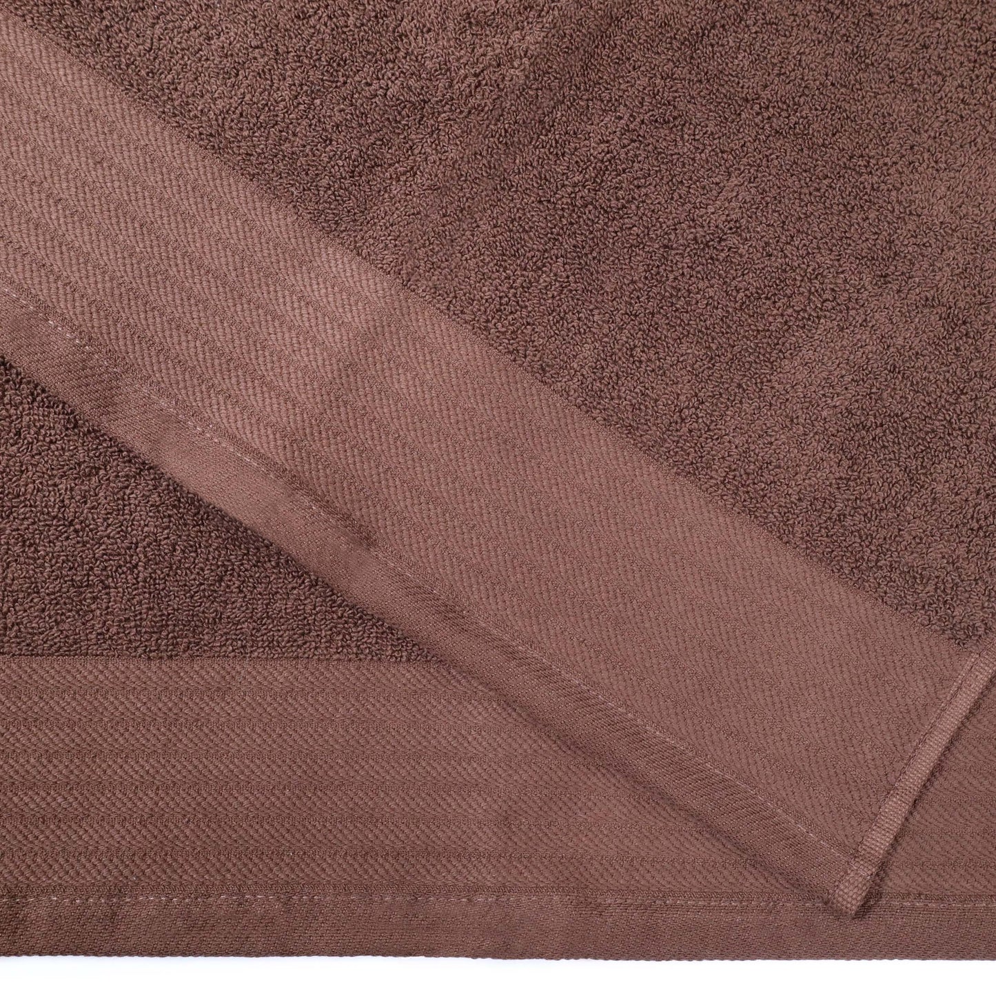 Premium Turkish Cotton Jacquard Herringbone and Solid 8-Piece Towel Set - Chocolate