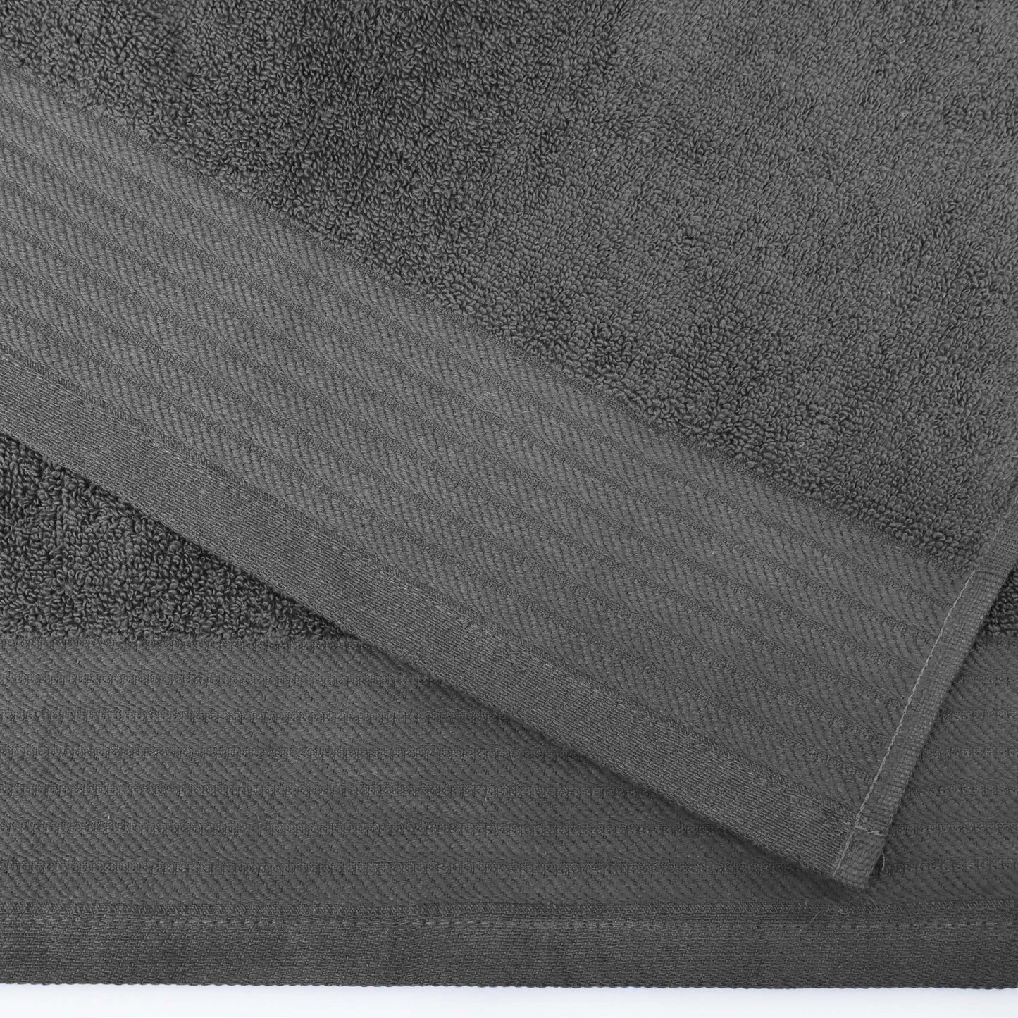 Premium Turkish Cotton Jacquard Herringbone and Solid 8-Piece Towel Set - Grey