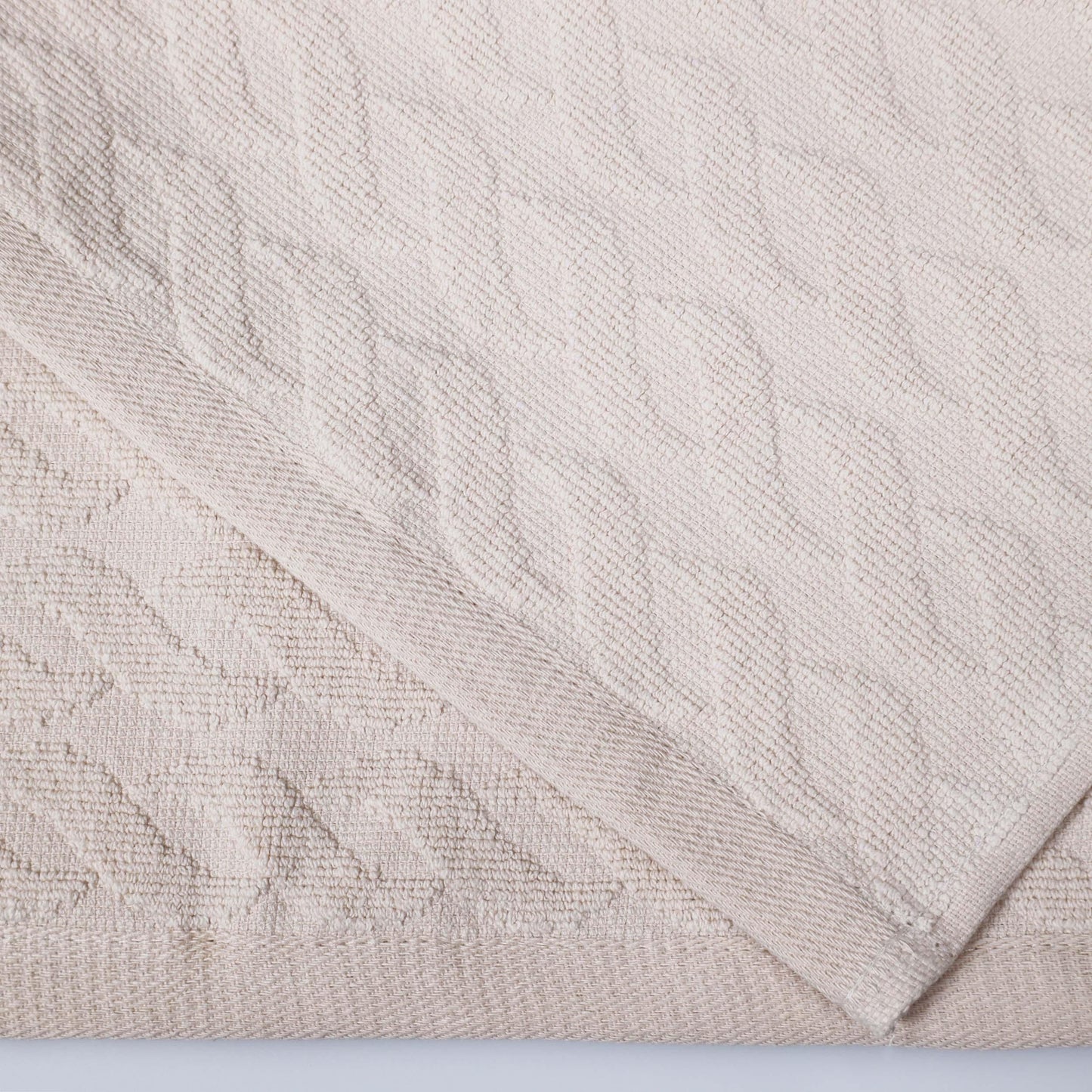 Premium Turkish Cotton Jacquard Herringbone and Solid 8-Piece Towel Set - Ivory