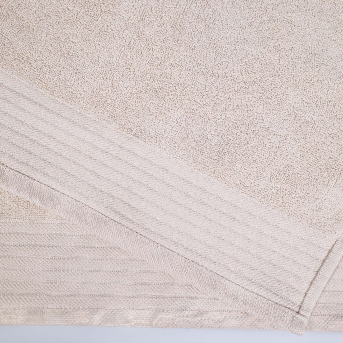 Premium Turkish Cotton Jacquard Herringbone and Solid 8-Piece Towel Set - Ivory