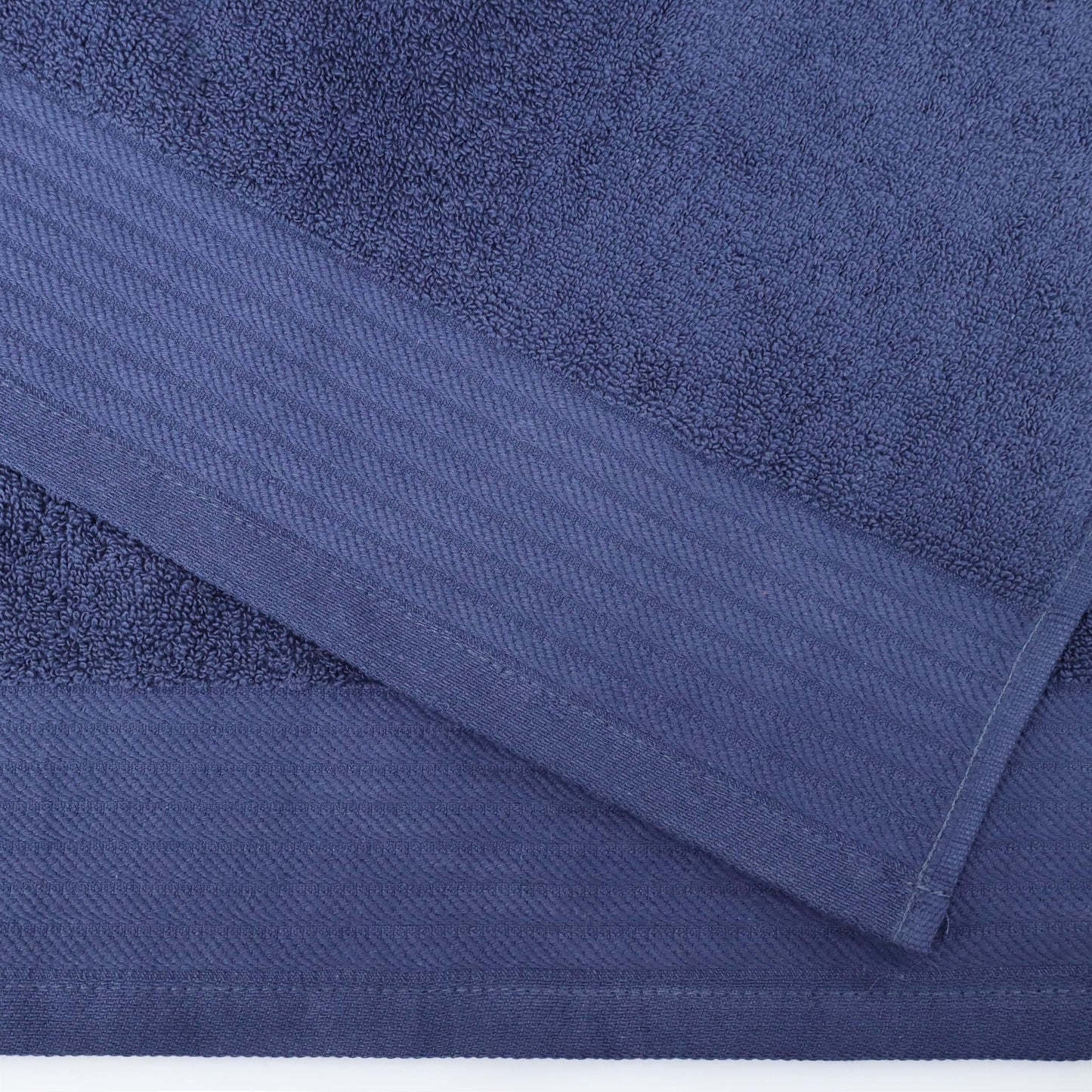 Premium Turkish Cotton Herringbone Solid Assorted 6-Piece Towel Set - Navy Blue