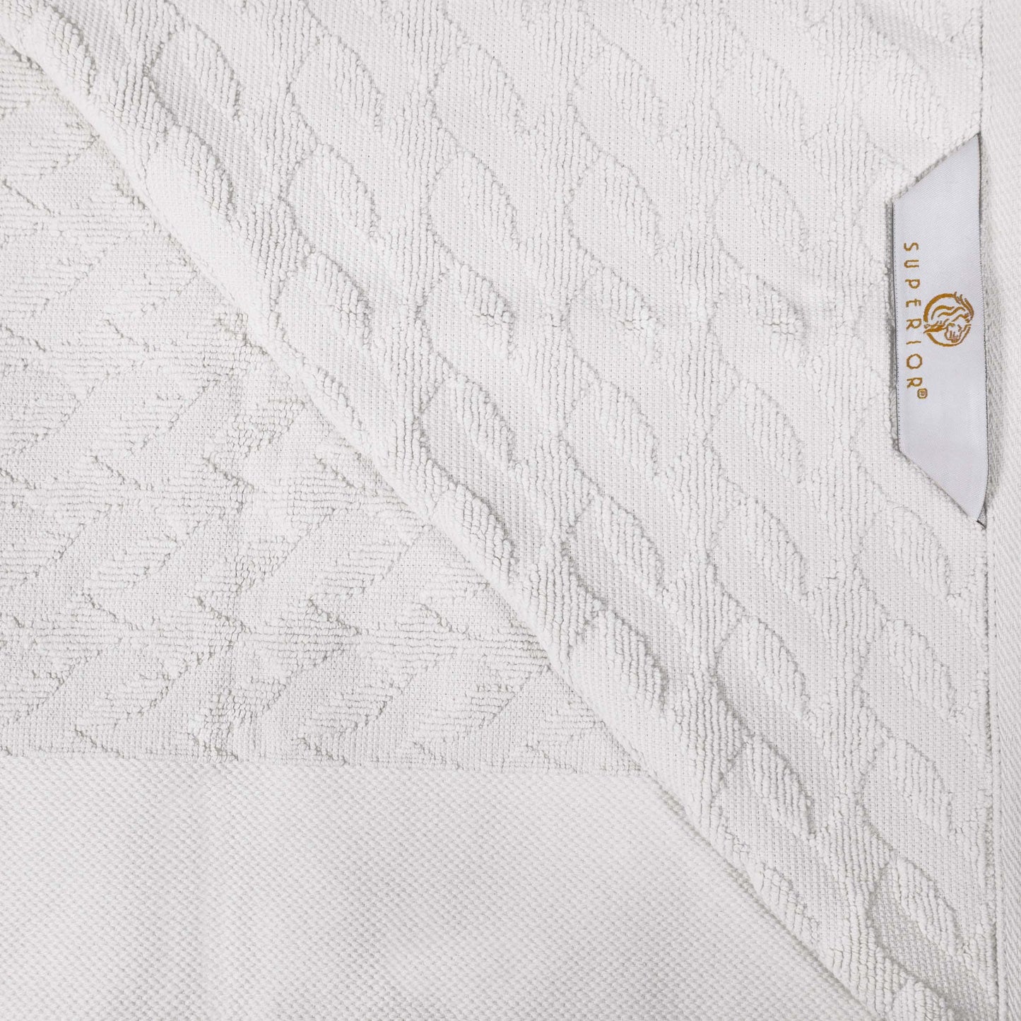 Premium Turkish Cotton Herringbone Jacquard Assorted 6-Piece Towel Set - White
