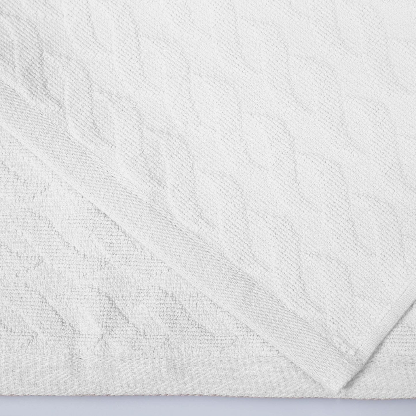 Premium Turkish Cotton Herringbone Jacquard Assorted 6-Piece Towel Set - White