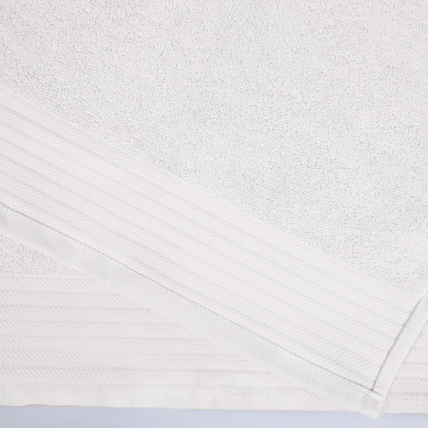 Premium Turkish Cotton Jacquard Herringbone and Solid 8-Piece Towel Set - White