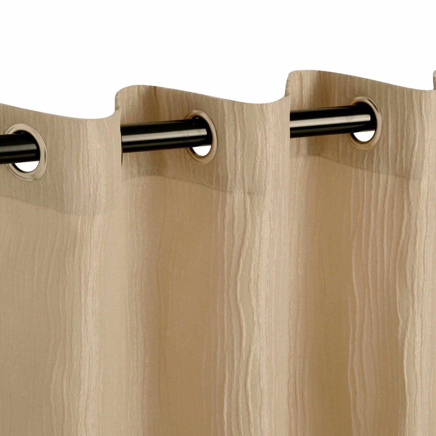 Metallic Jacquard 2-Piece Grommet Curtain Panel Set - Sand