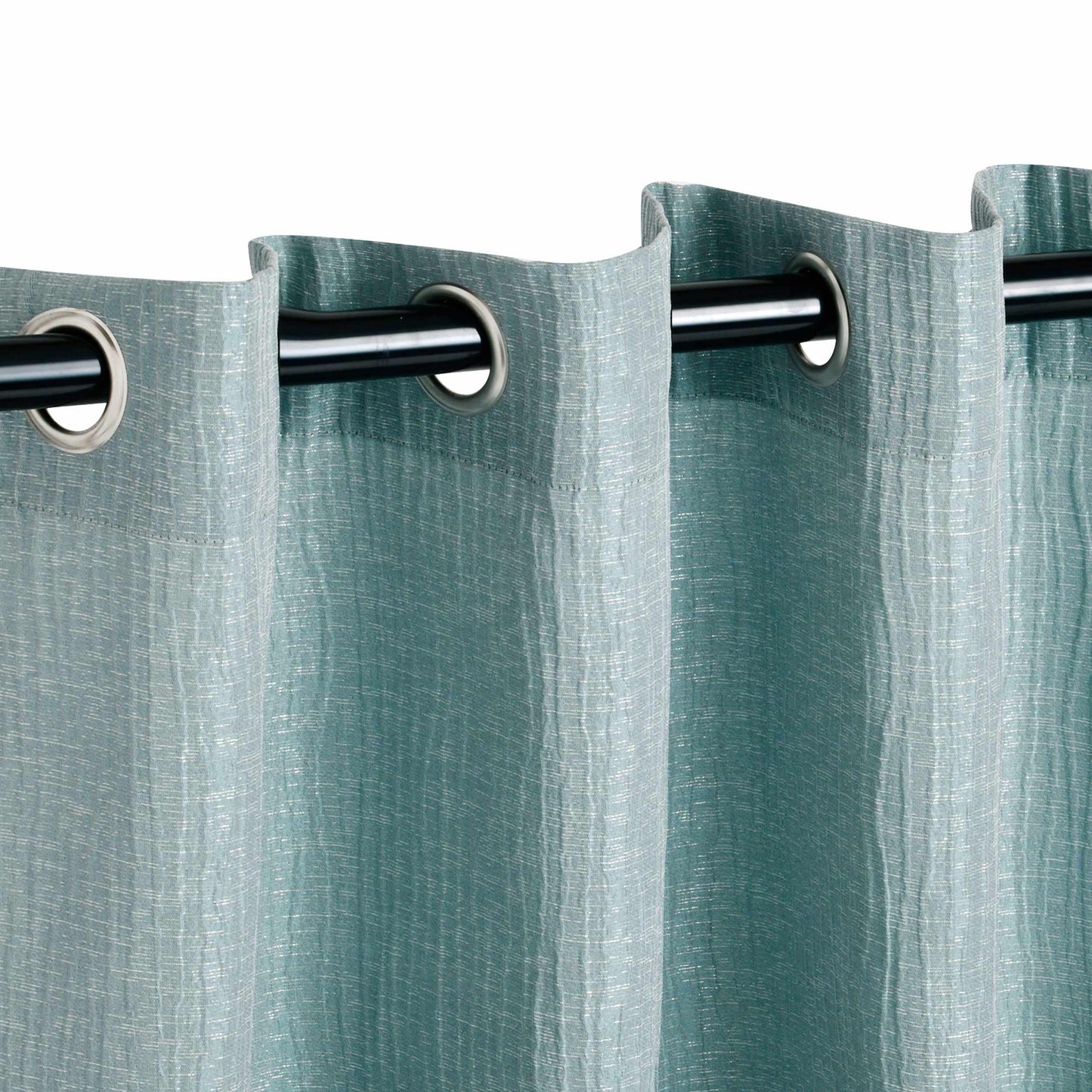 Metallic Jacquard 2-Piece Grommet Curtain Panel Set - Sea Foam