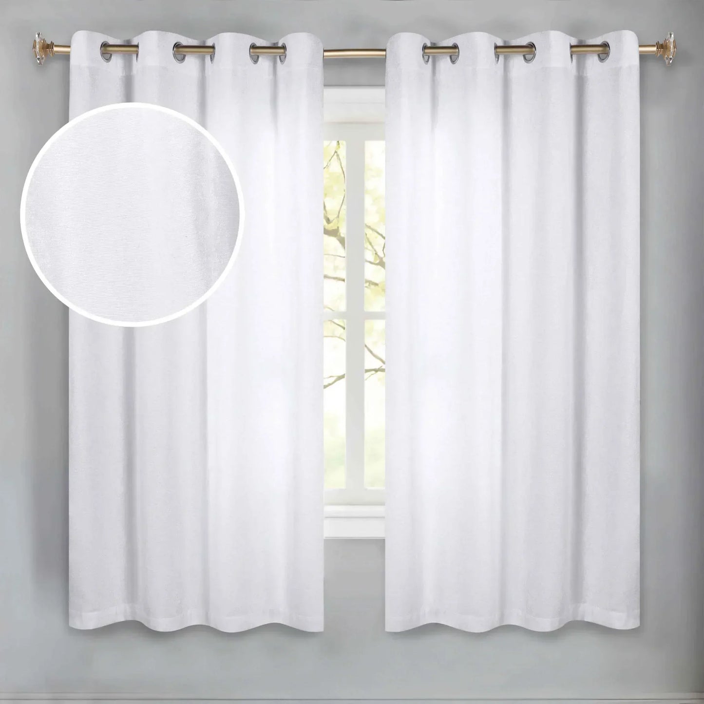 Noor Semi-Blackout Chenille Washable Grommet Curtains, Set of 2 Panels