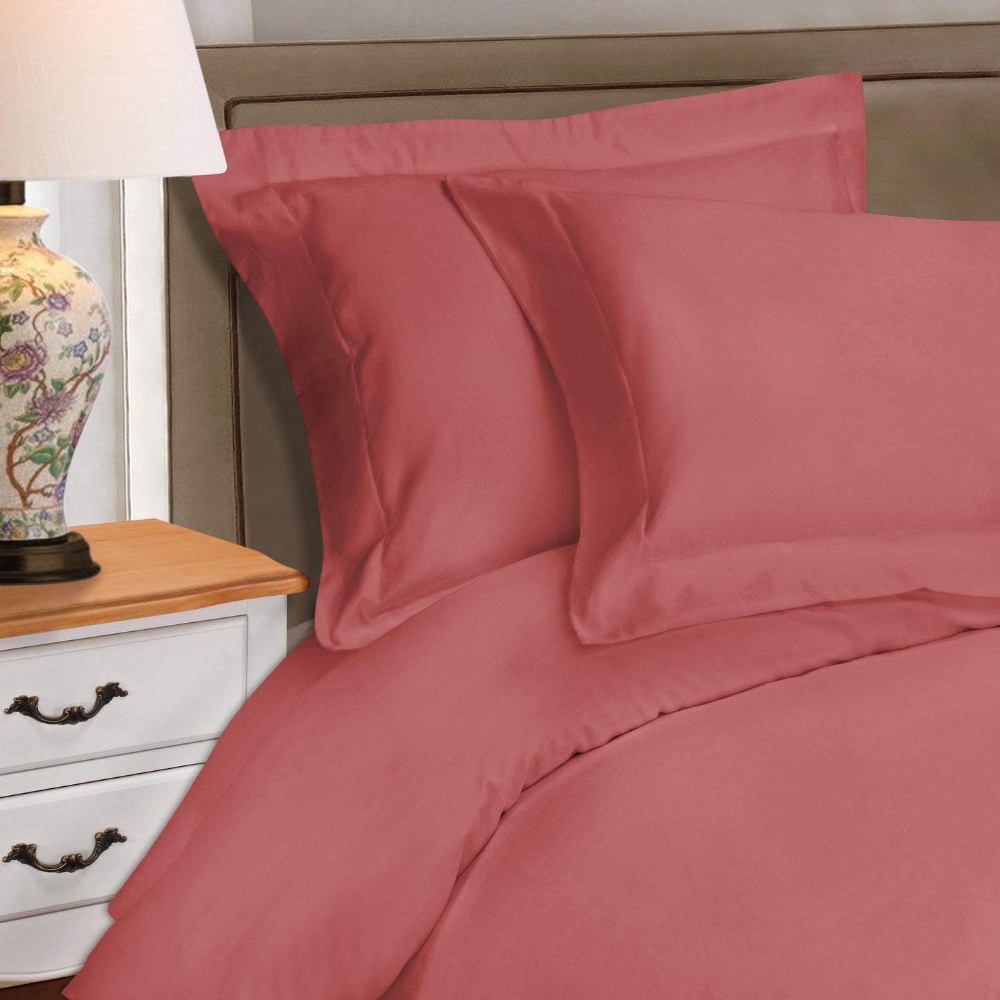 Superior Premium Egyptian Cotton 530 Thread Count Solid Duvet Cover Set - Blush