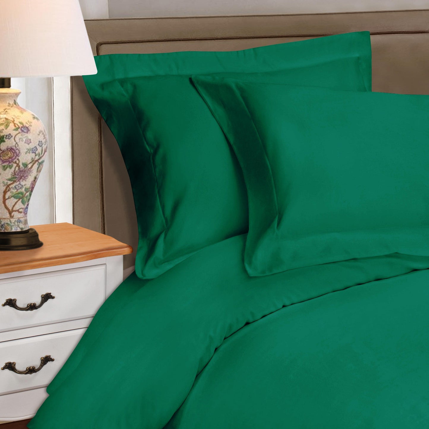 Superior Premium Egyptian Cotton 530 Thread Count Solid Duvet Cover Set - Green