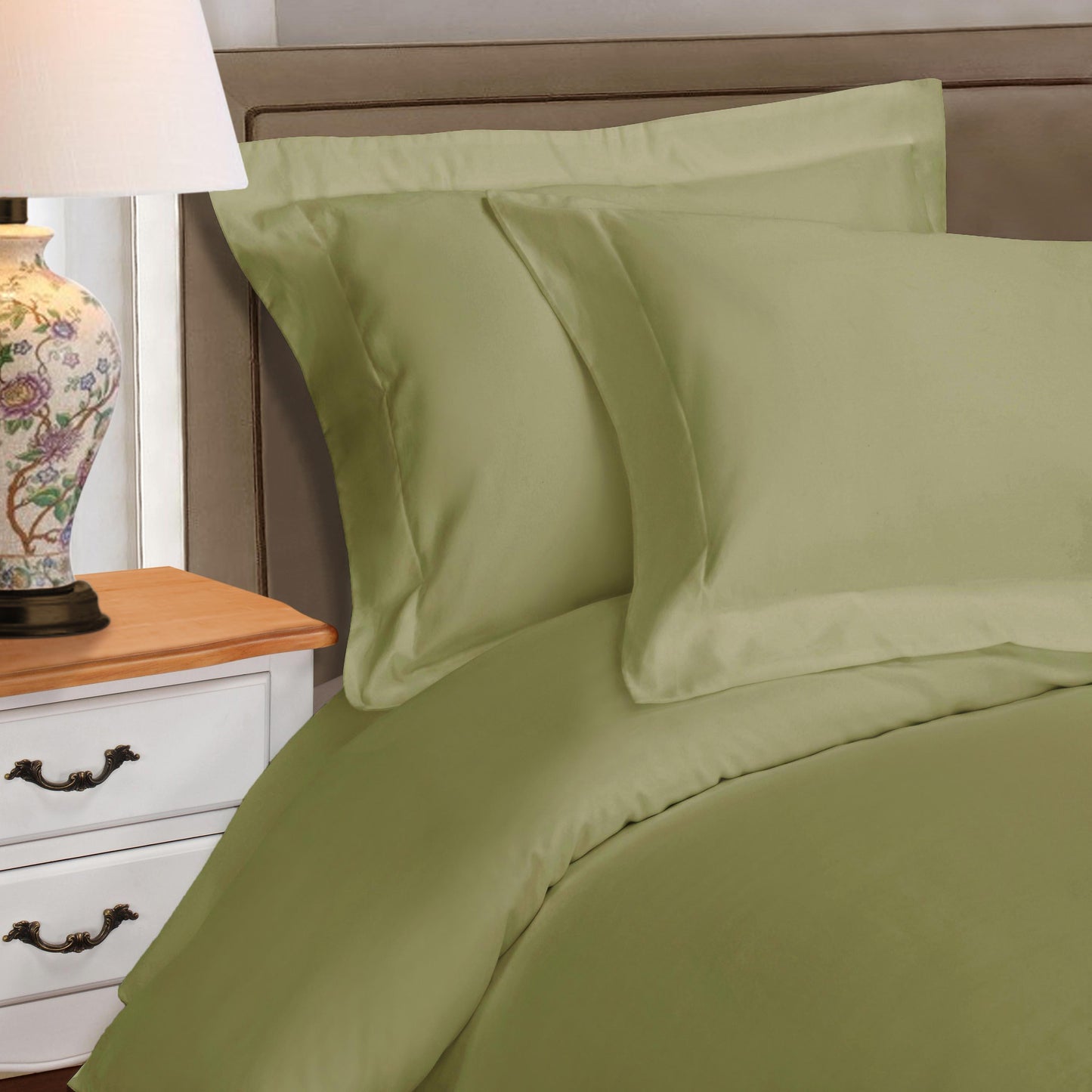 Superior Premium Egyptian Cotton 530 Thread Count Solid Duvet Cover Set - Sage