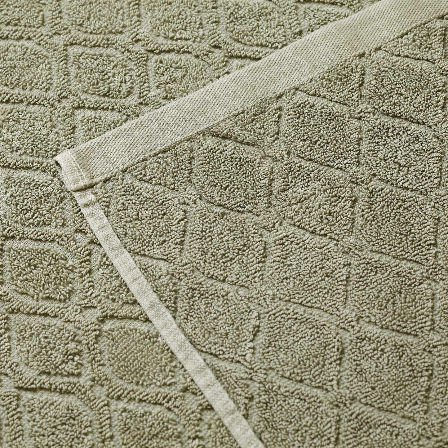 Denim Wash Jacquard 6-Piece Cotton Bath Towel Set - Sage