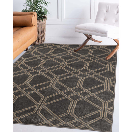 Superior Abner Modern Geometric Diamond Indoor Area Rug or Runner - Black