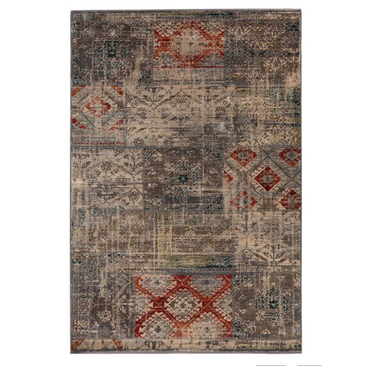 Superior Distressed Patchwork Medallion Lattice Area Rug Or Runner Or Door Mat - Grey